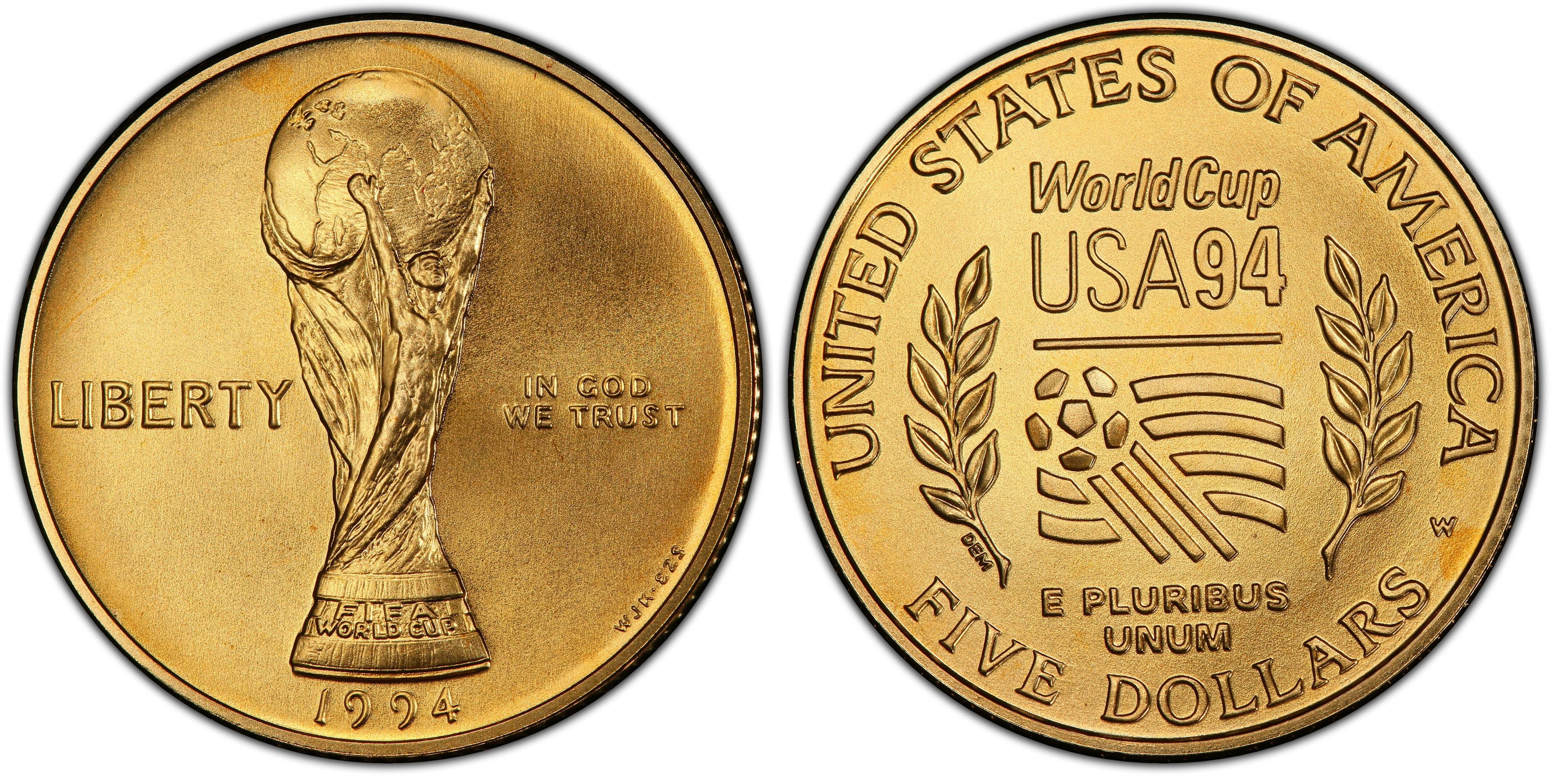 1994-W $5 World Cup (Regular Strike) Modern Gold Commemorative 