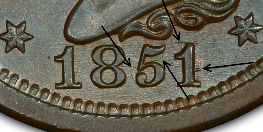 1853 1C, RD (Regular Strike) Braided Hair Cent - PCGS CoinFacts