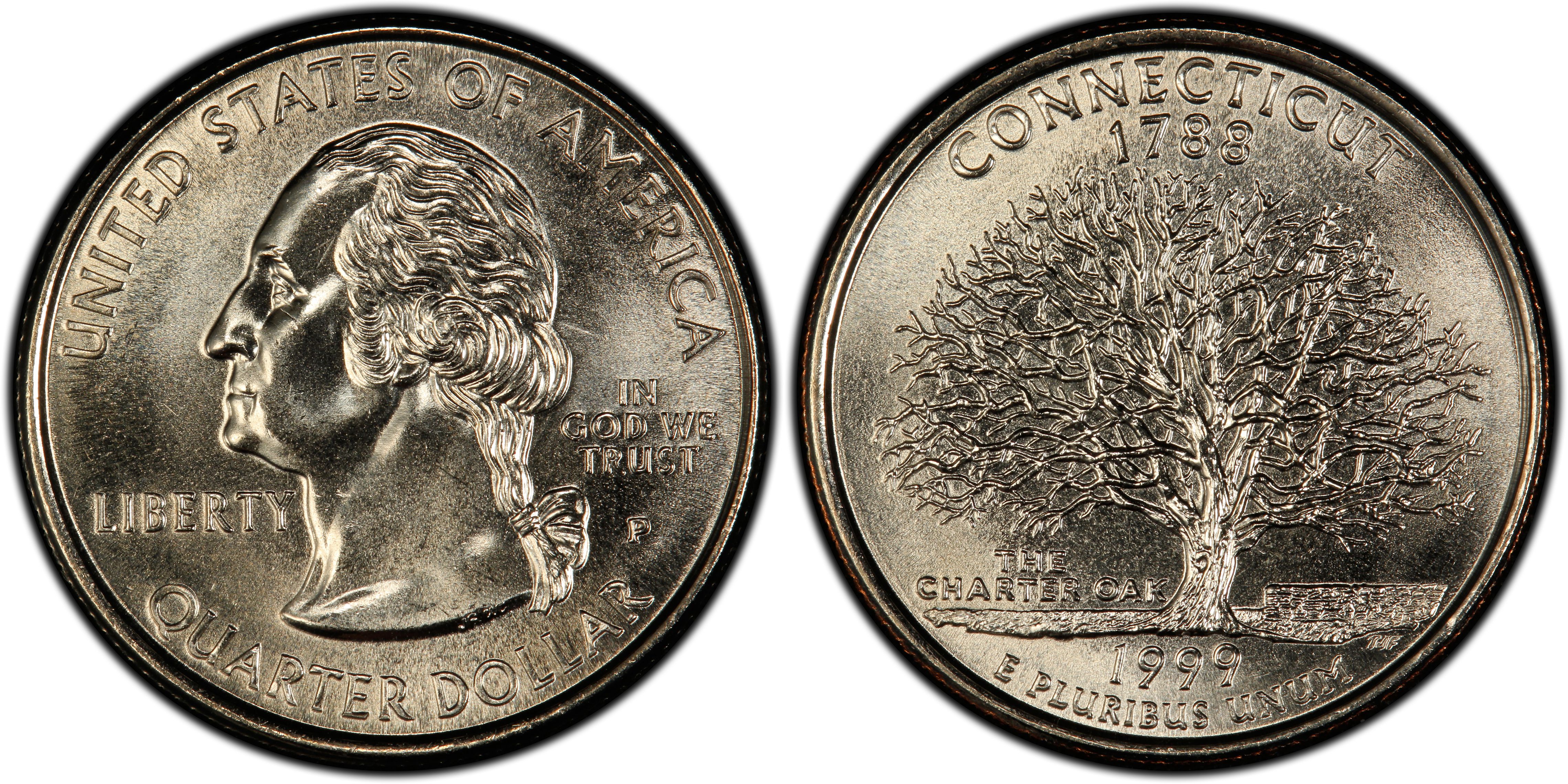 1999 CONNECTICUT State Quarter BRILLIANT UNCIRCULATED Philadelphia Mint 