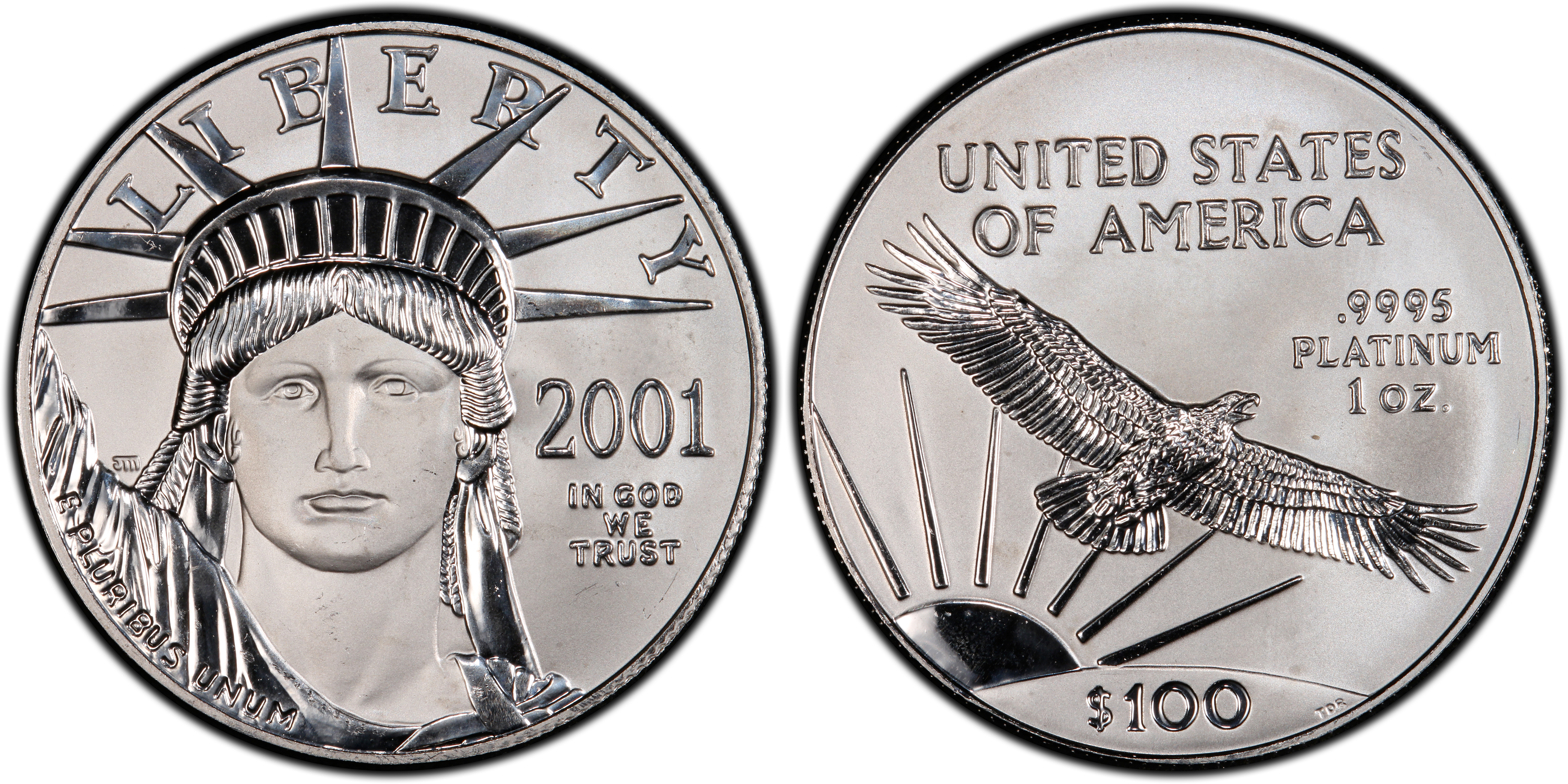 2001 $100 Statue of Liberty (Regular Strike) Platinum Eagles