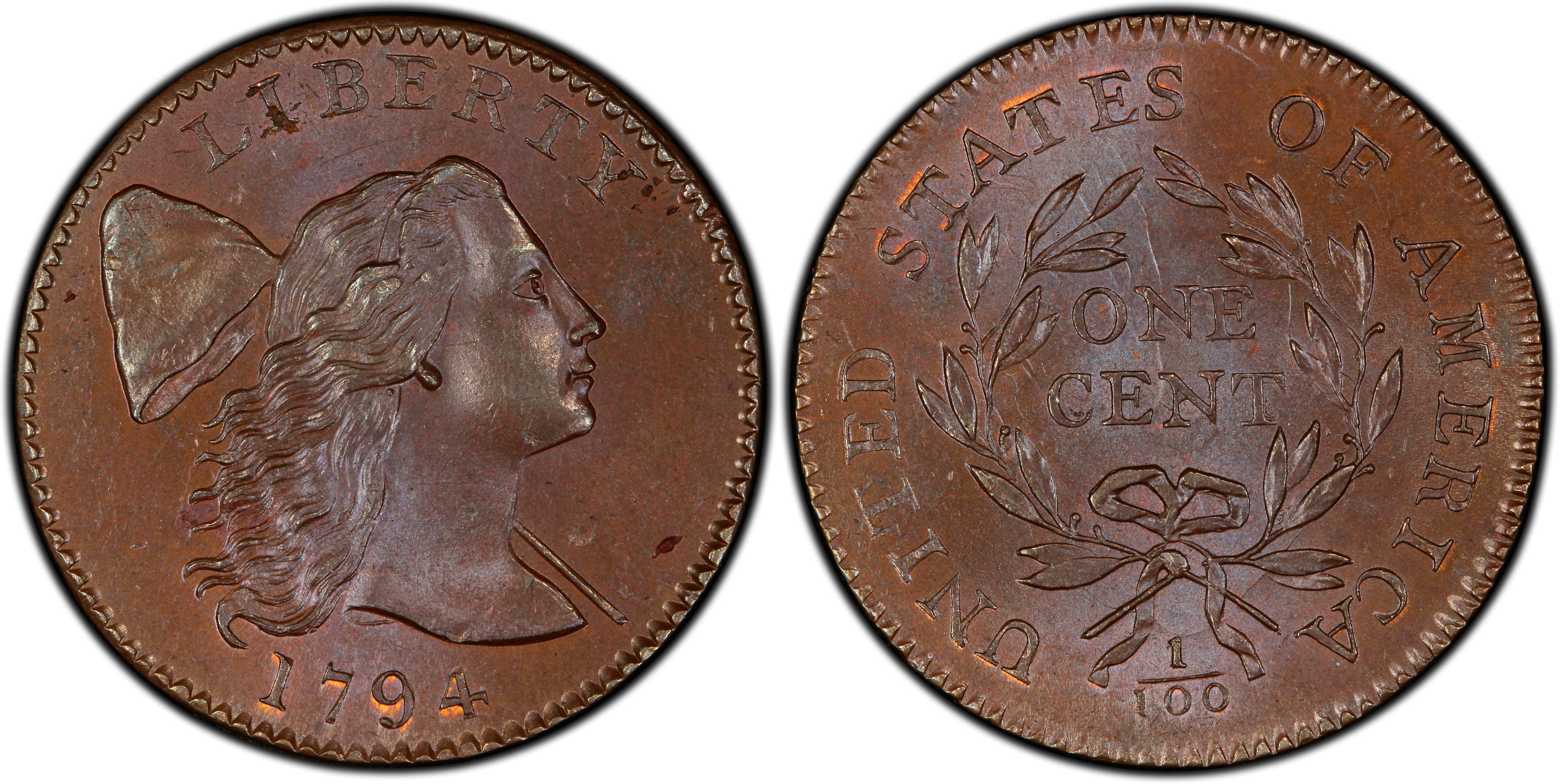 1794 1C Head of 1794, BN (Regular Strike) Flowing Hair Large Cent - PCGS  CoinFacts