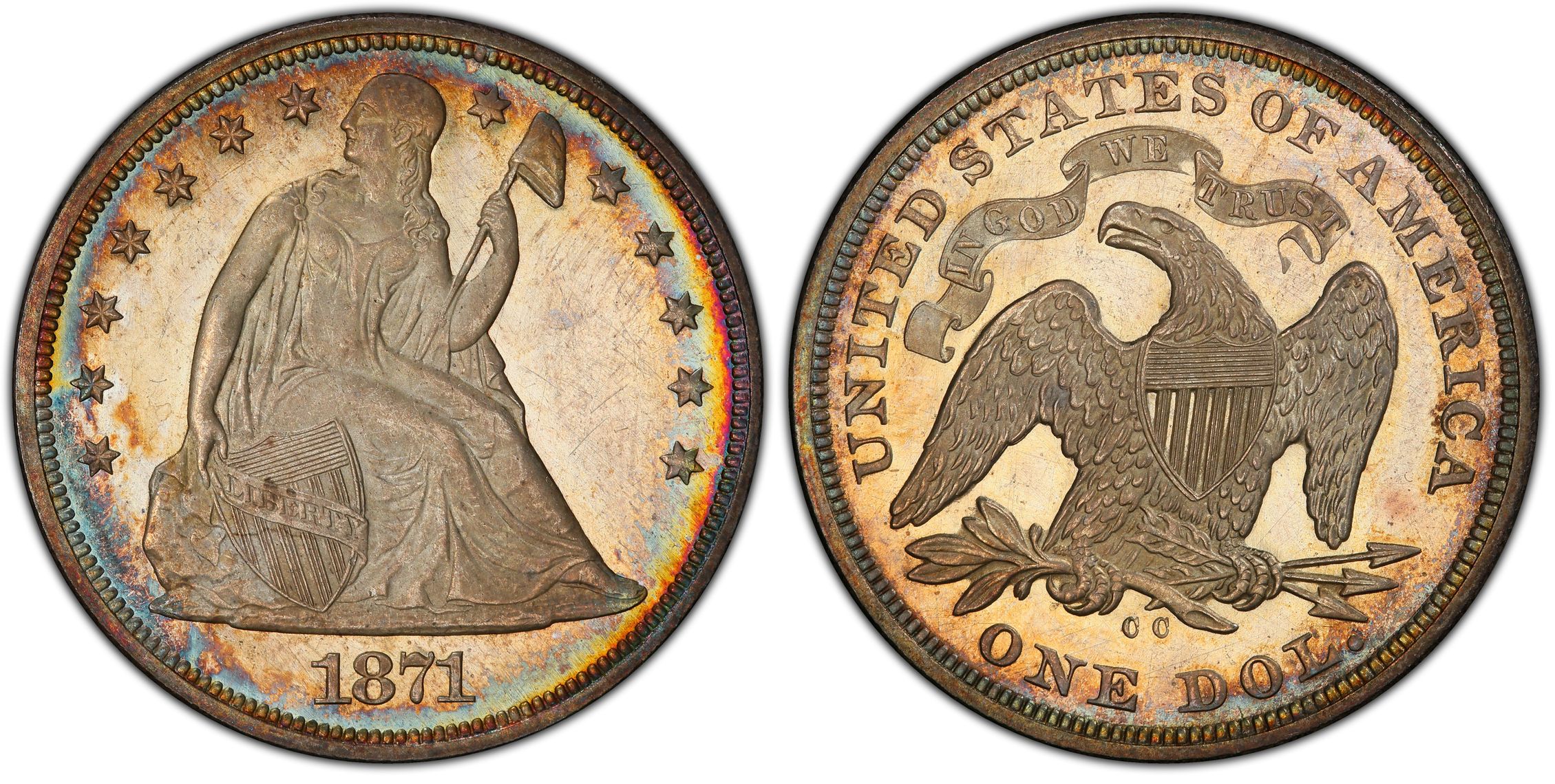 1871 CC 1 Regular Strike Liberty Seated Dollar PCGS CoinFacts