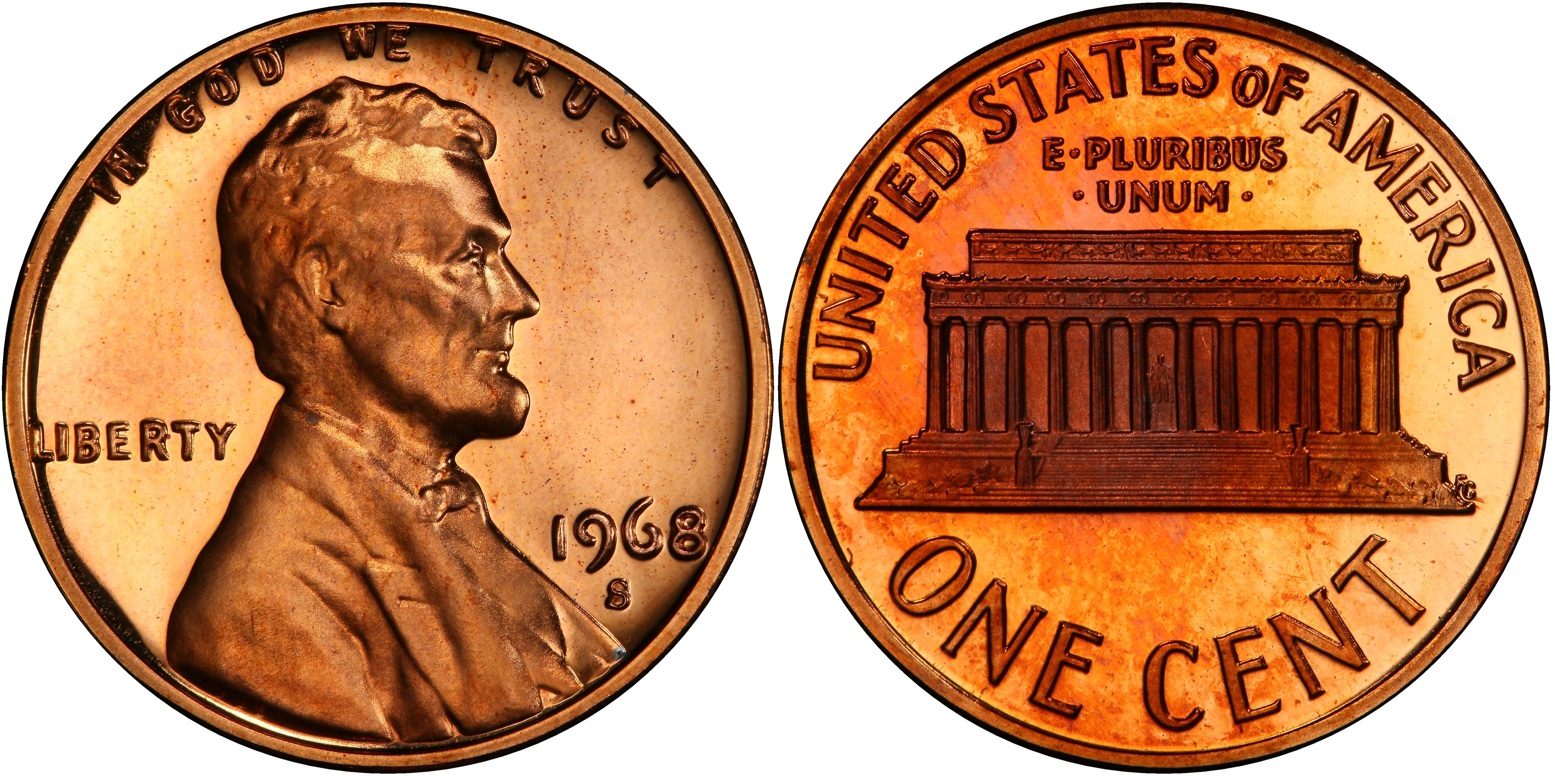 Details about   1968-S RB Sunset/Autumn Leaves Toned Lincoln Cents 