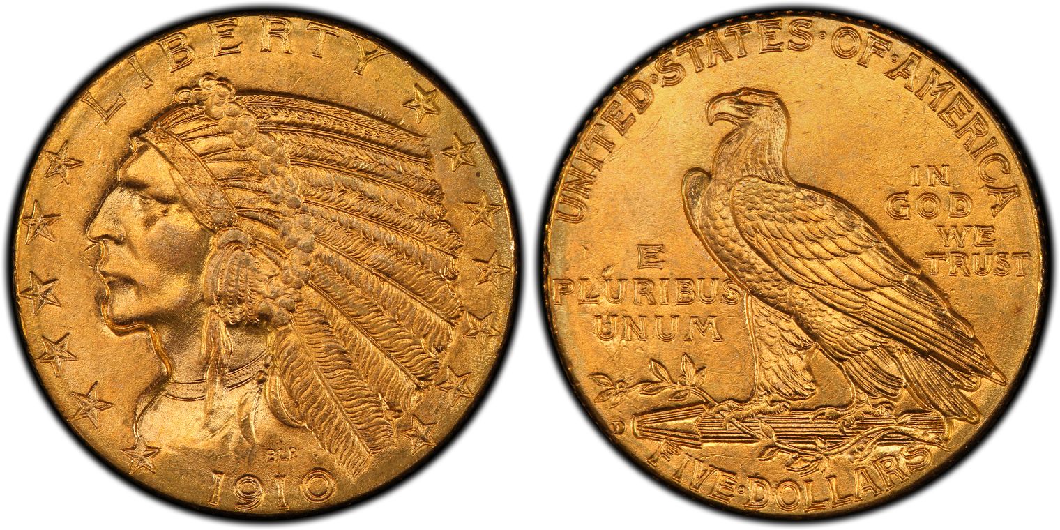 1910-D $5 (Regular Strike) Indian $5 - PCGS CoinFacts