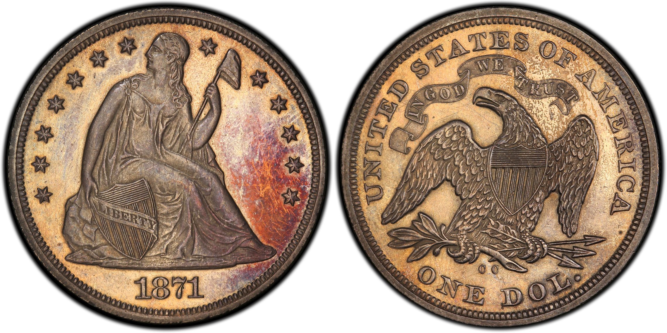 1871 CC 1 Regular Strike Liberty Seated Dollar PCGS CoinFacts