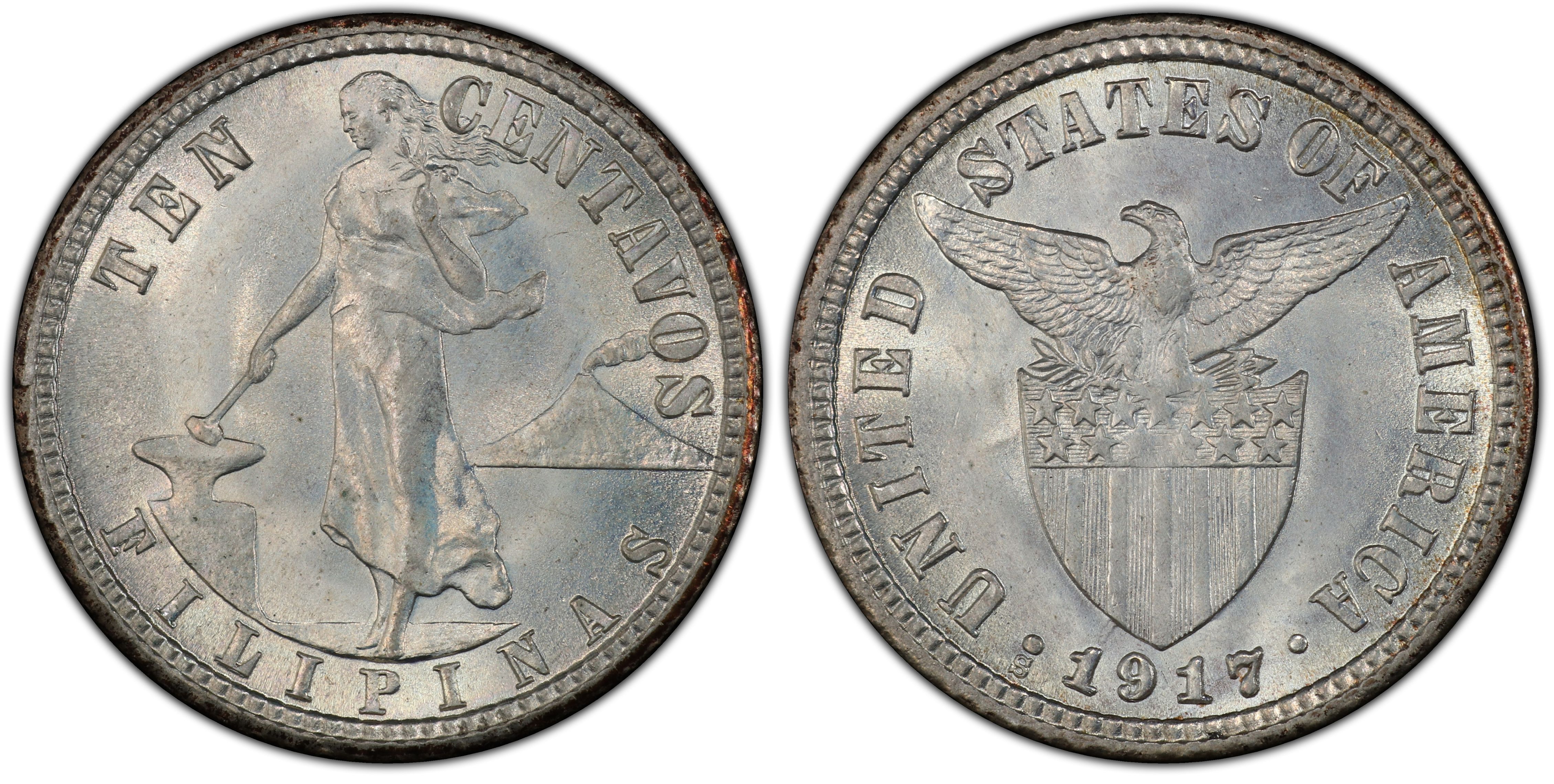 1917-S 10C KM-169 (Regular Strike) U.S. Philippines - PCGS CoinFacts