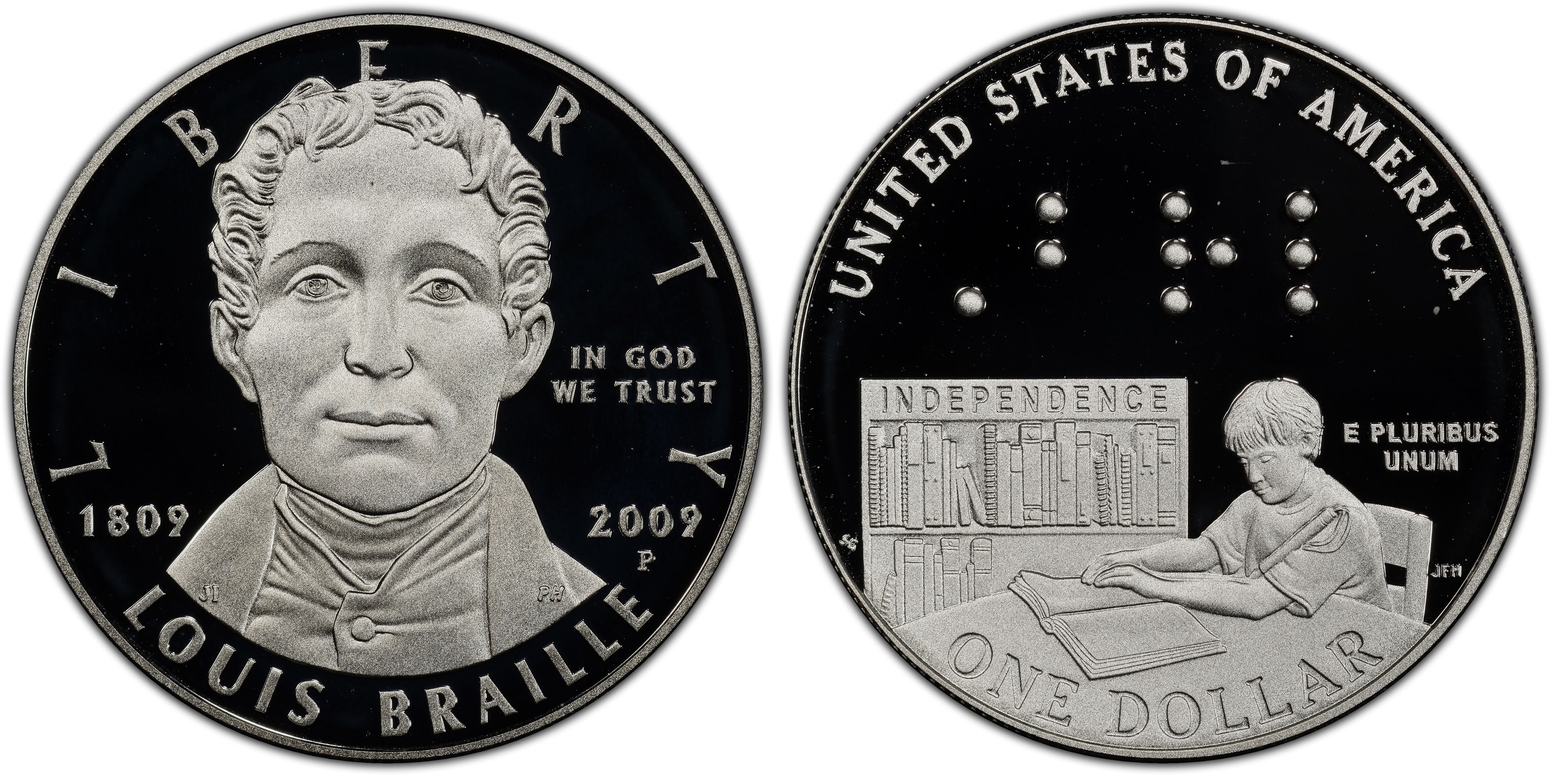 2009-P $1 Louis Braille (Regular Strike) Modern Silver and Clad