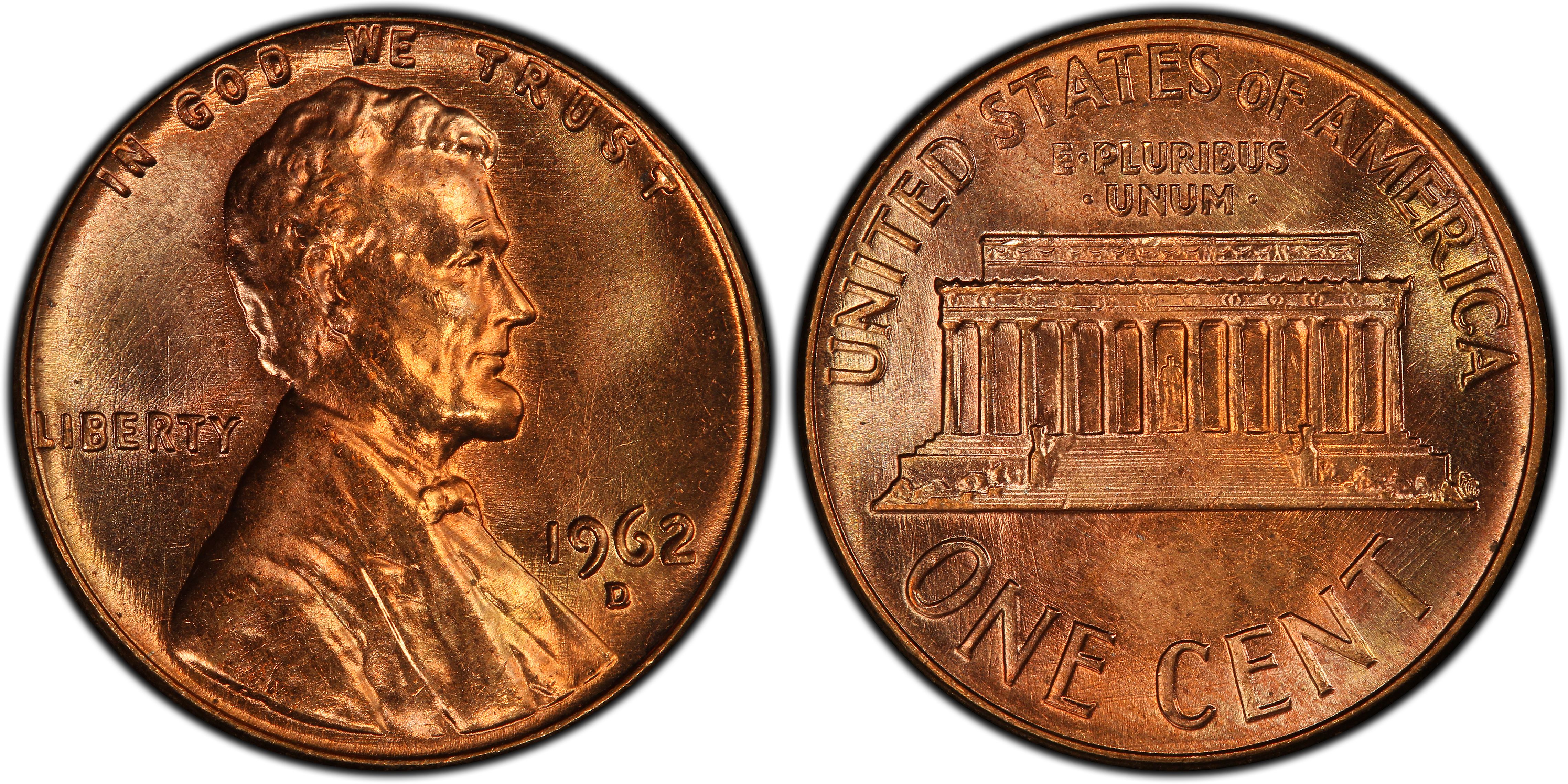 Details about   1962-D LINCOLN MEMORIAL CENT PENNY BU 50 COIN ROLL COPPER 