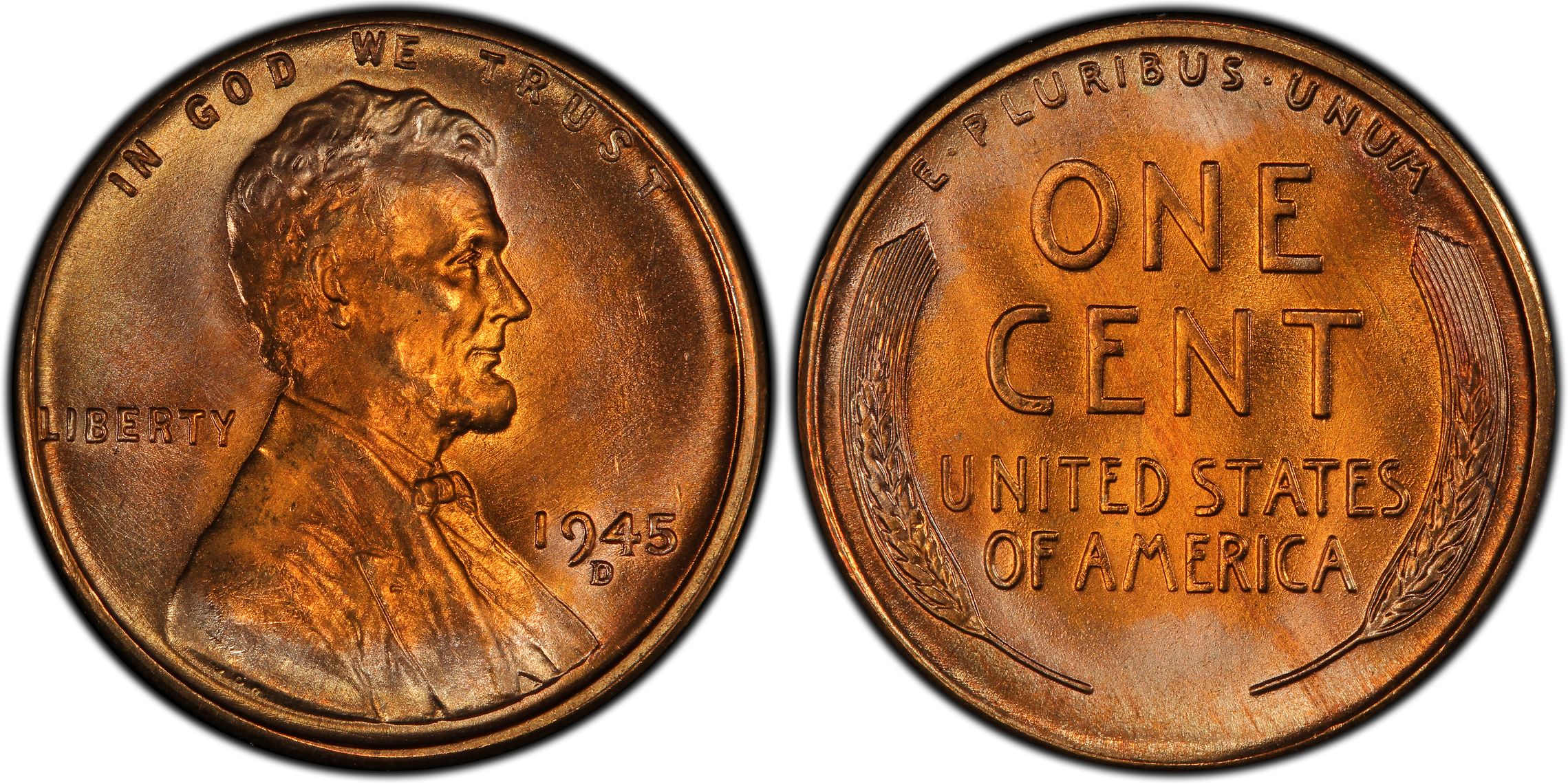 1945-D 1C, RD (Regular Strike) Lincoln Cent (Wheat Reverse) - PCGS ...