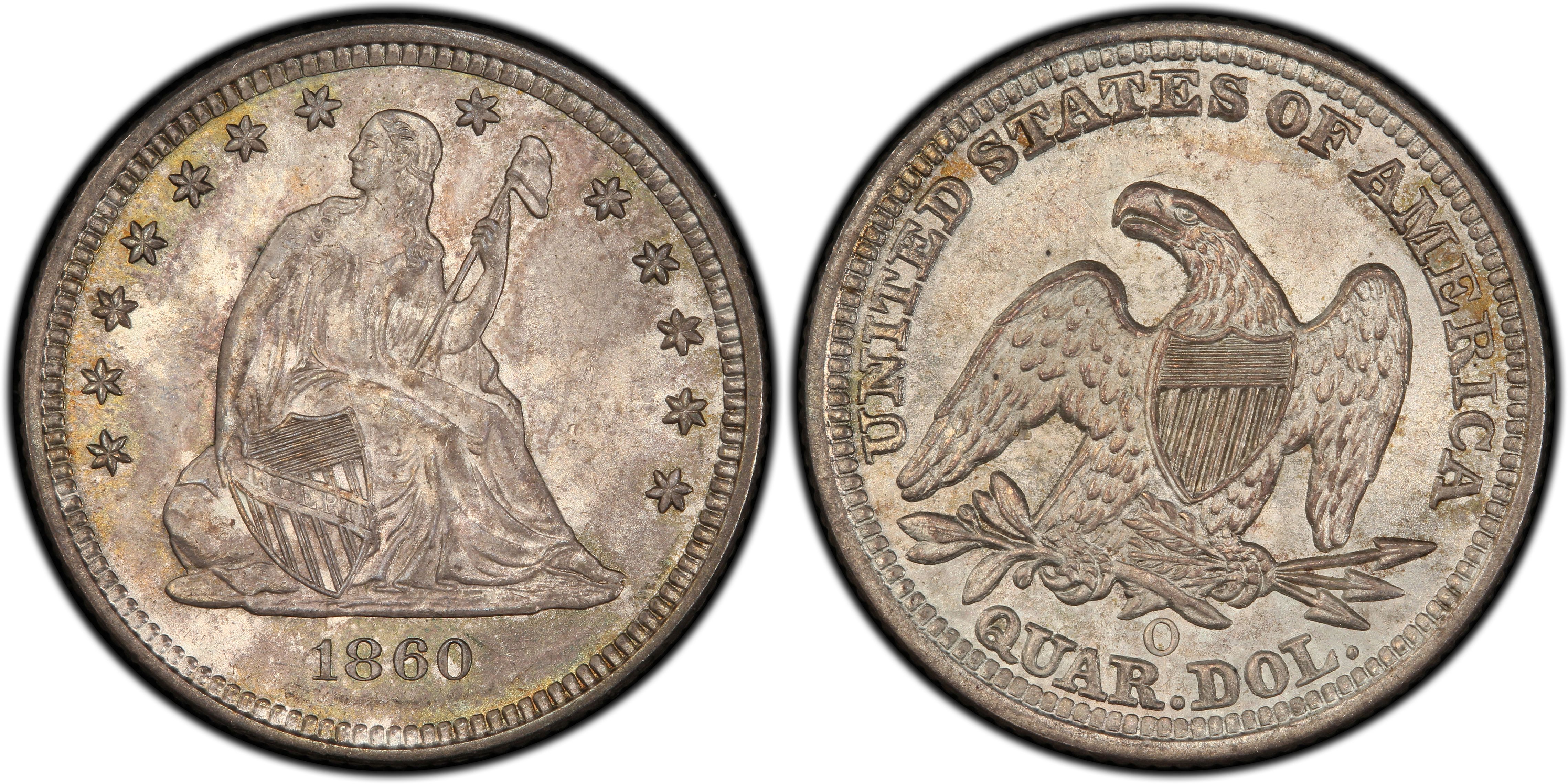 1860-O 25C (Regular Strike) Liberty Seated Quarter - PCGS CoinFacts