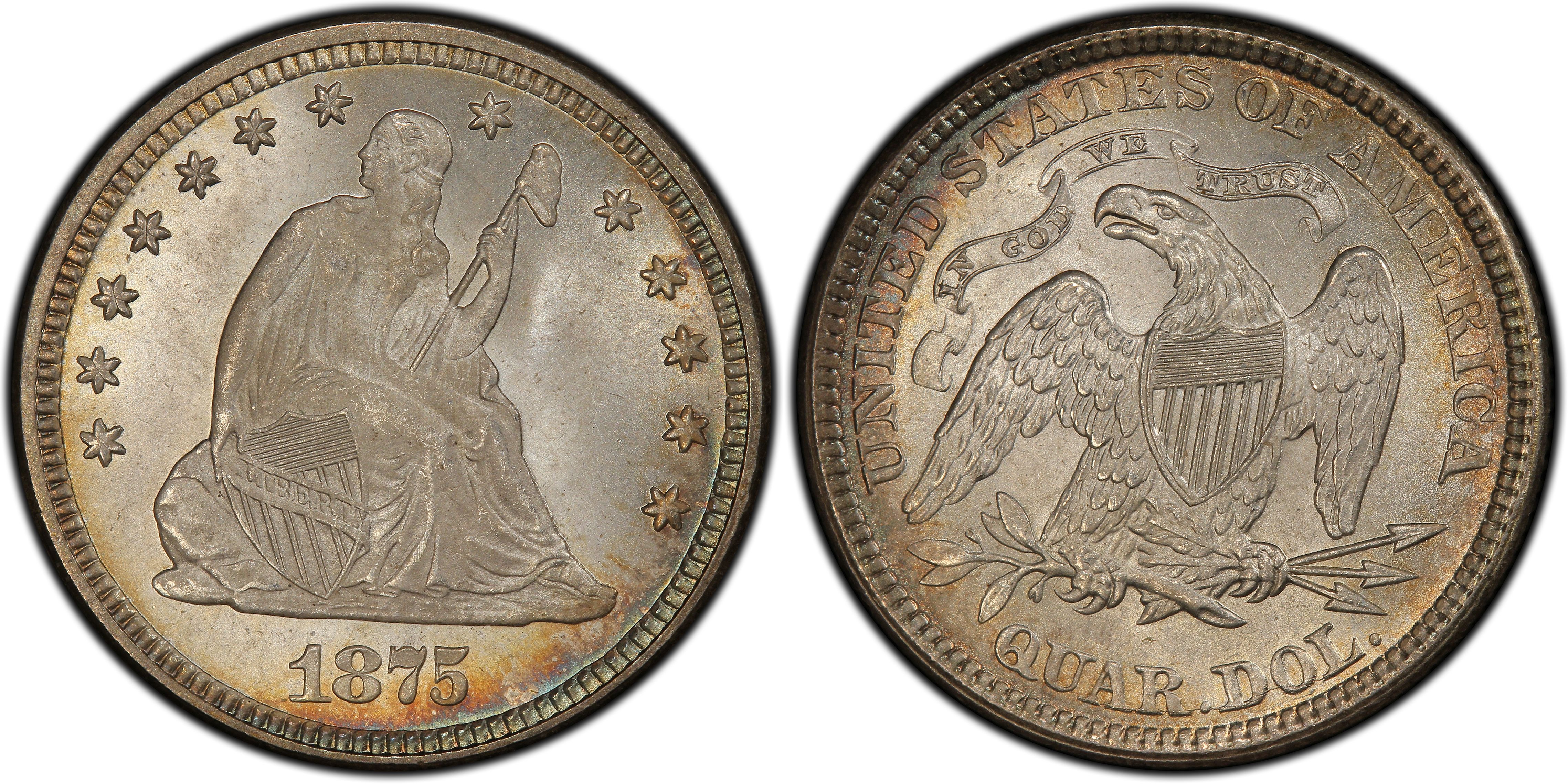 1875 25C (Regular Strike) Liberty Seated Quarter - PCGS CoinFacts