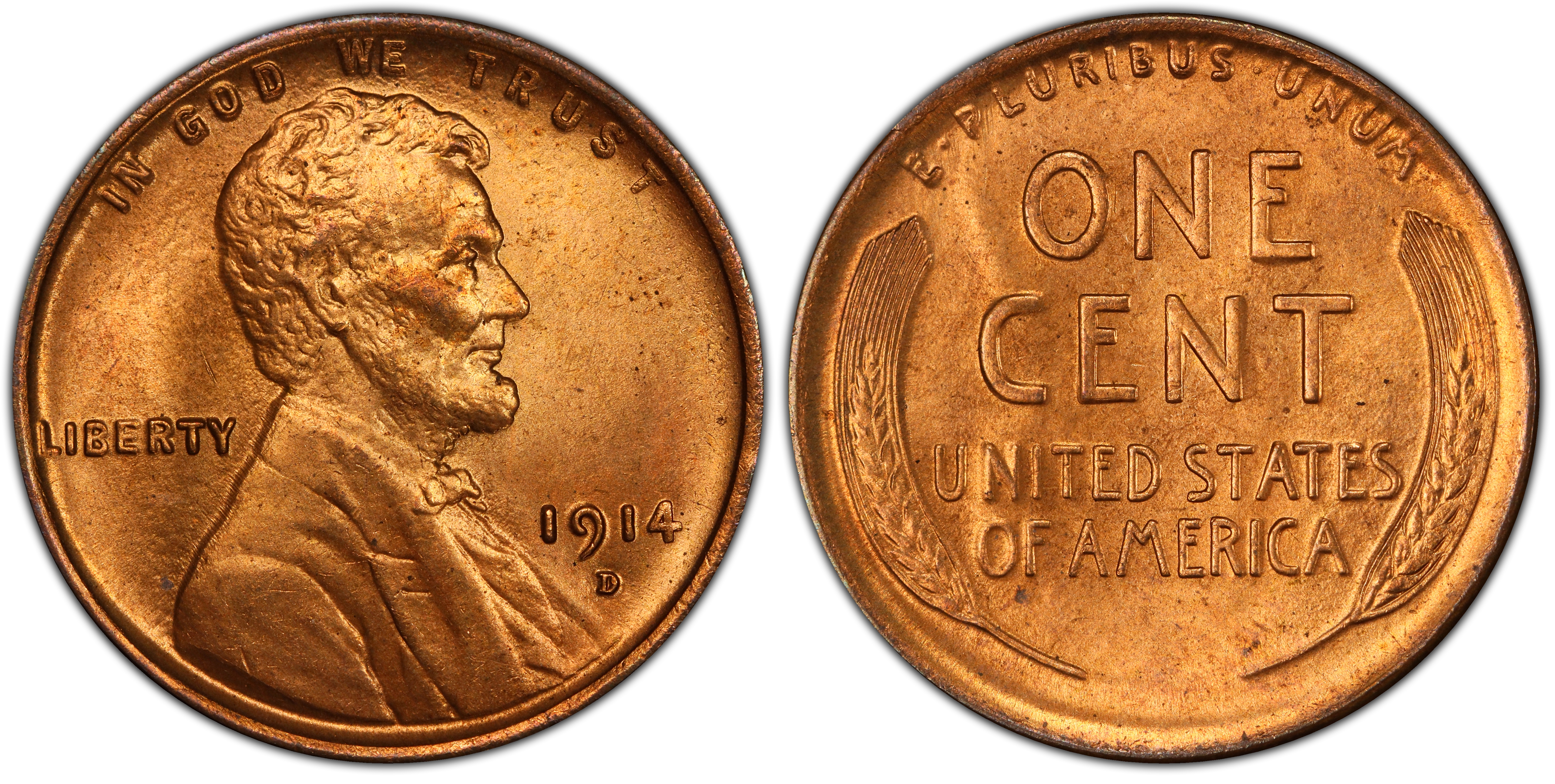 1914-D 1C, RD (Regular Strike) Lincoln Cent (Wheat Reverse) - PCGS CoinFacts