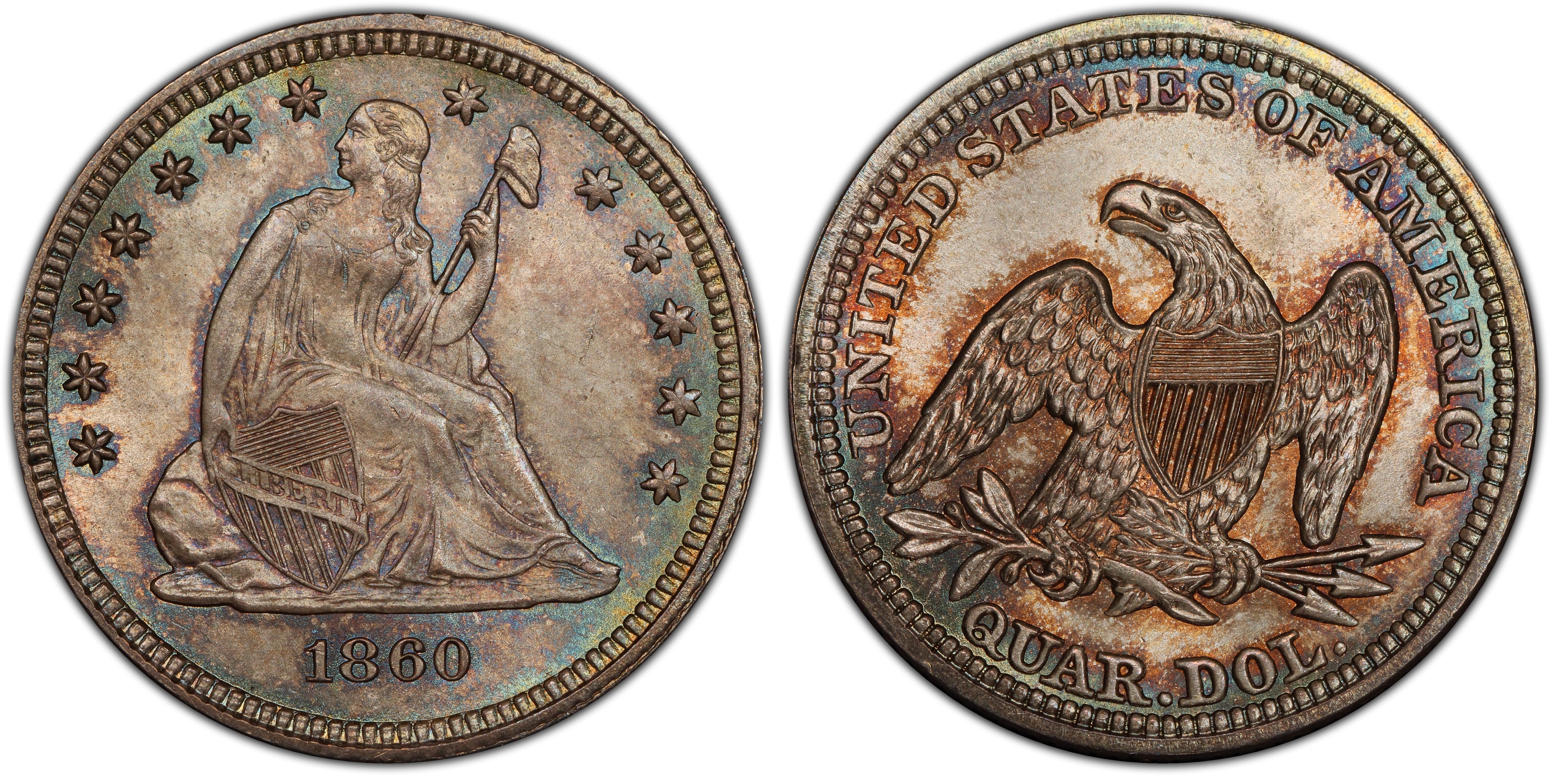 1860 25C (Regular Strike) Liberty Seated Quarter - PCGS CoinFacts