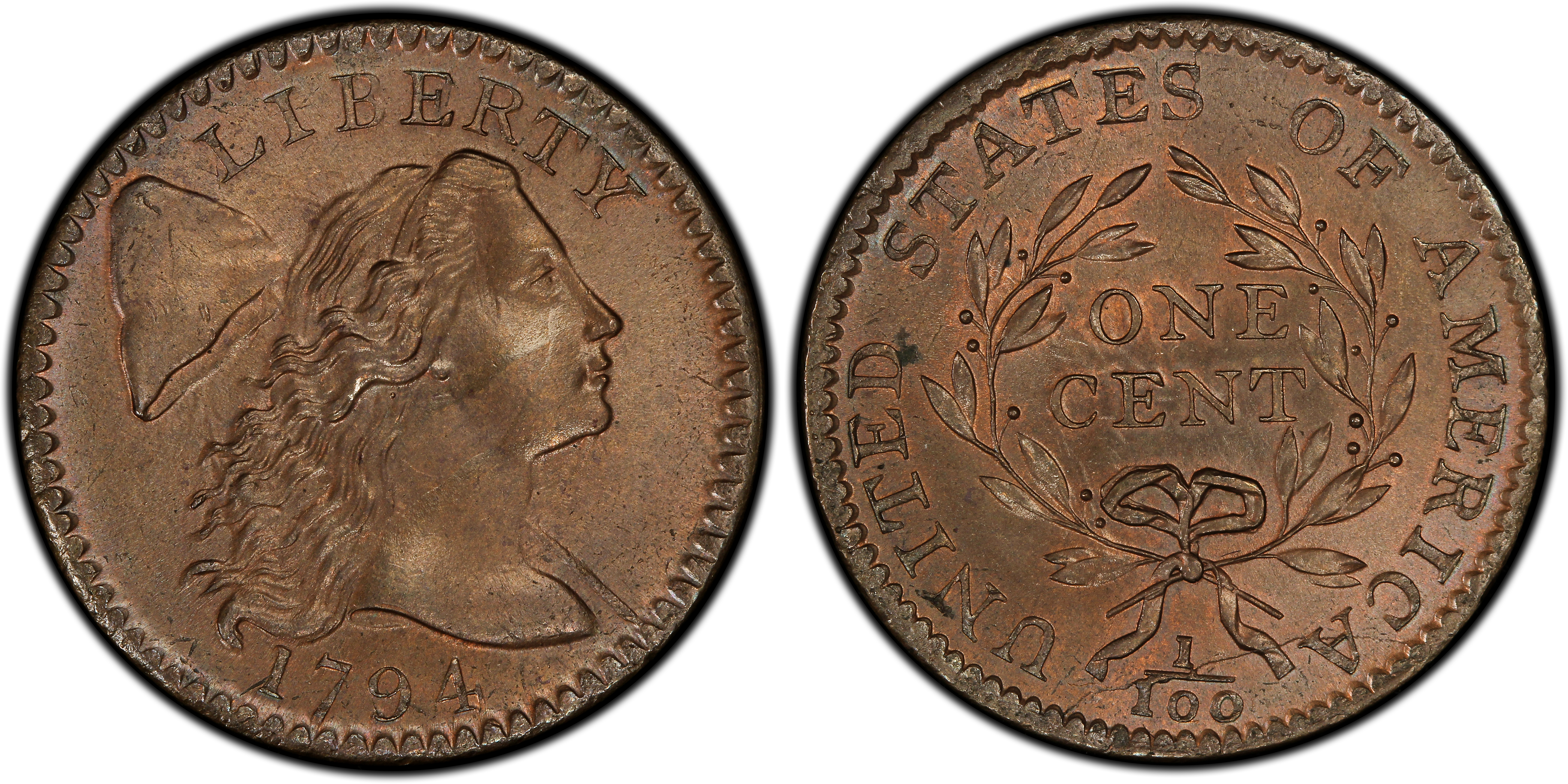 1794 1C Head of 1794, BN (Regular Strike) Flowing Hair Large Cent - PCGS  CoinFacts