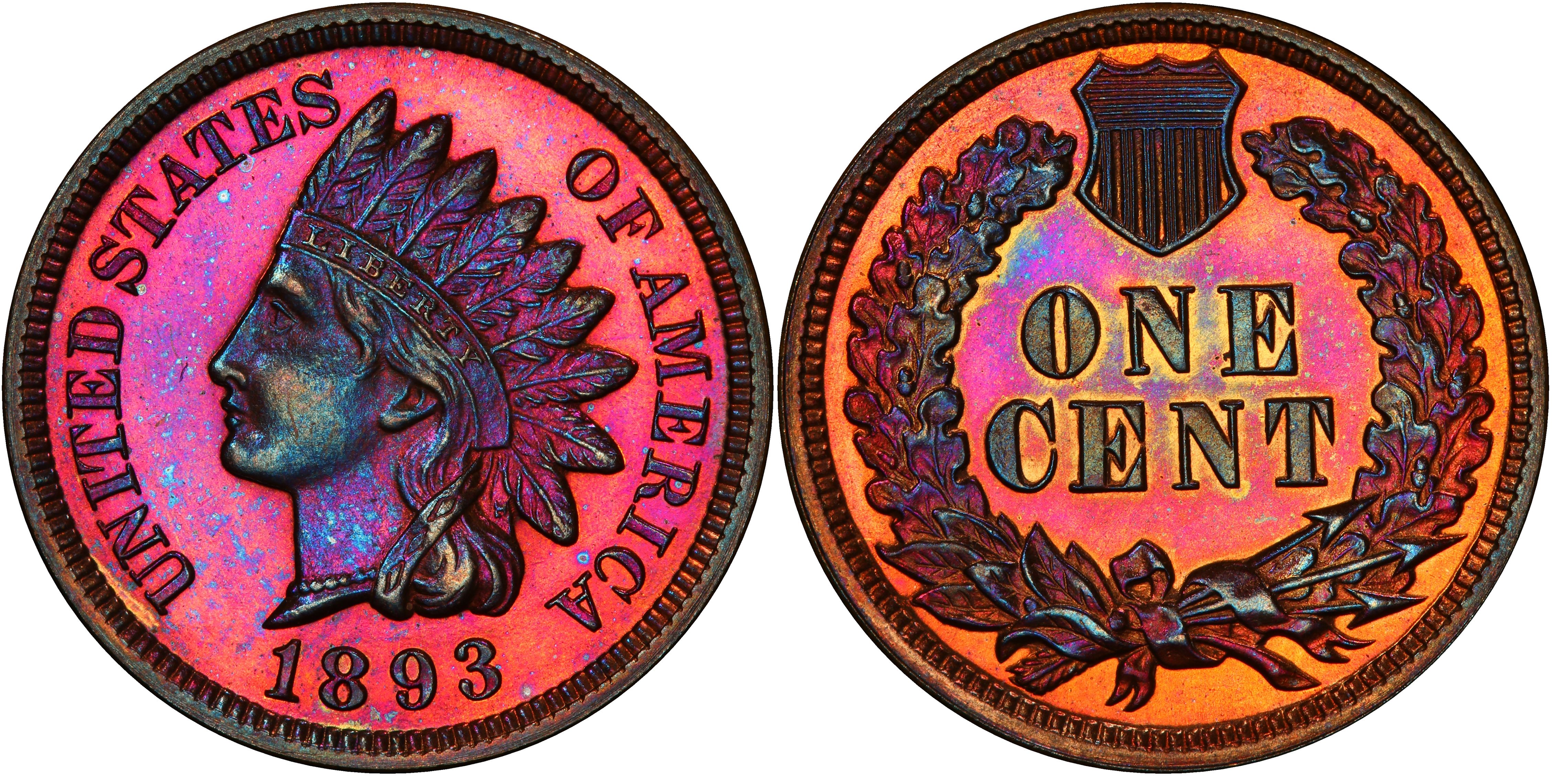Images of Indian Cent 1893 1C, RB - PCGS CoinFacts