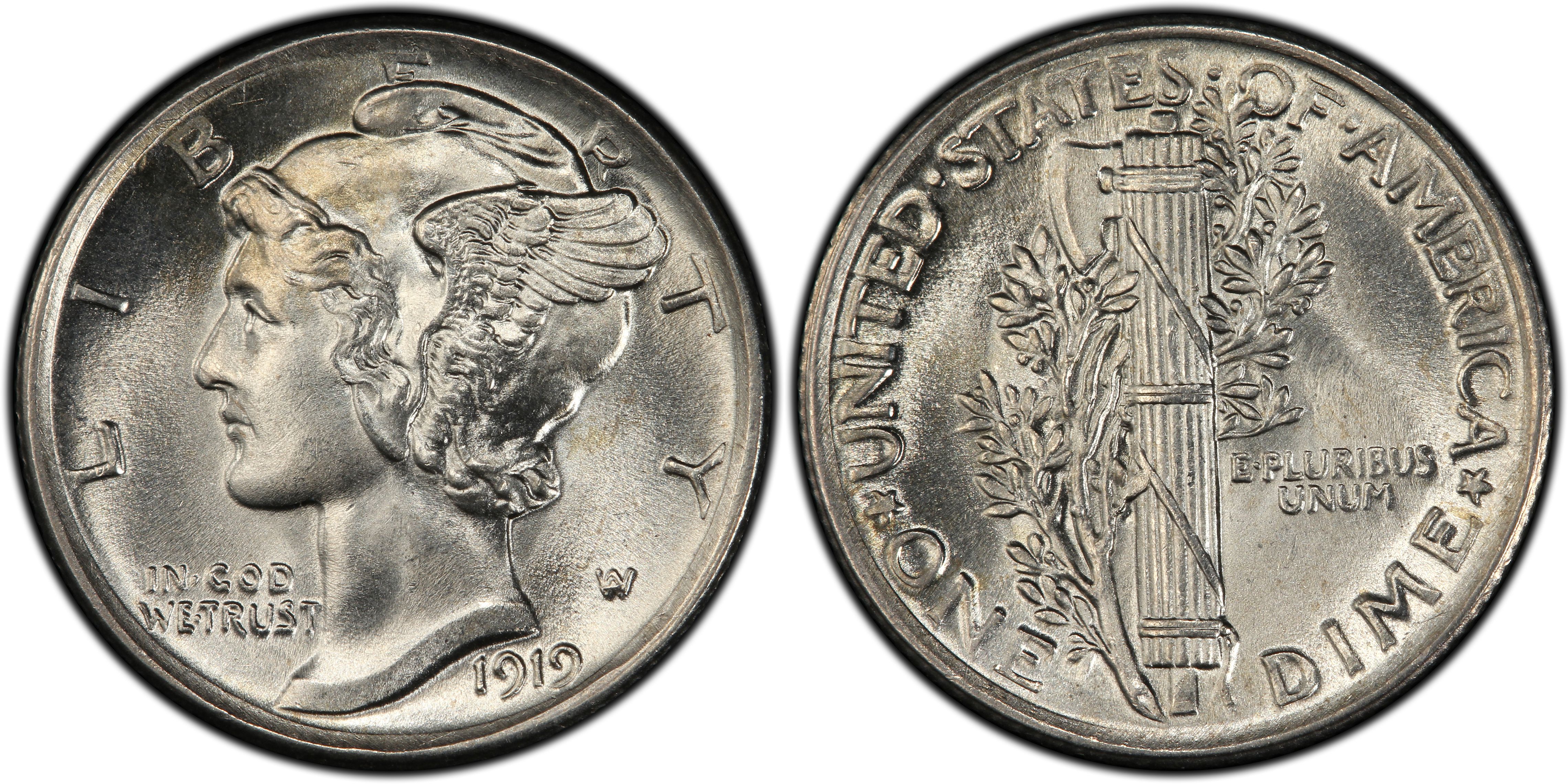 1919 S Silver Mercury Dime 10c Average Circulated 