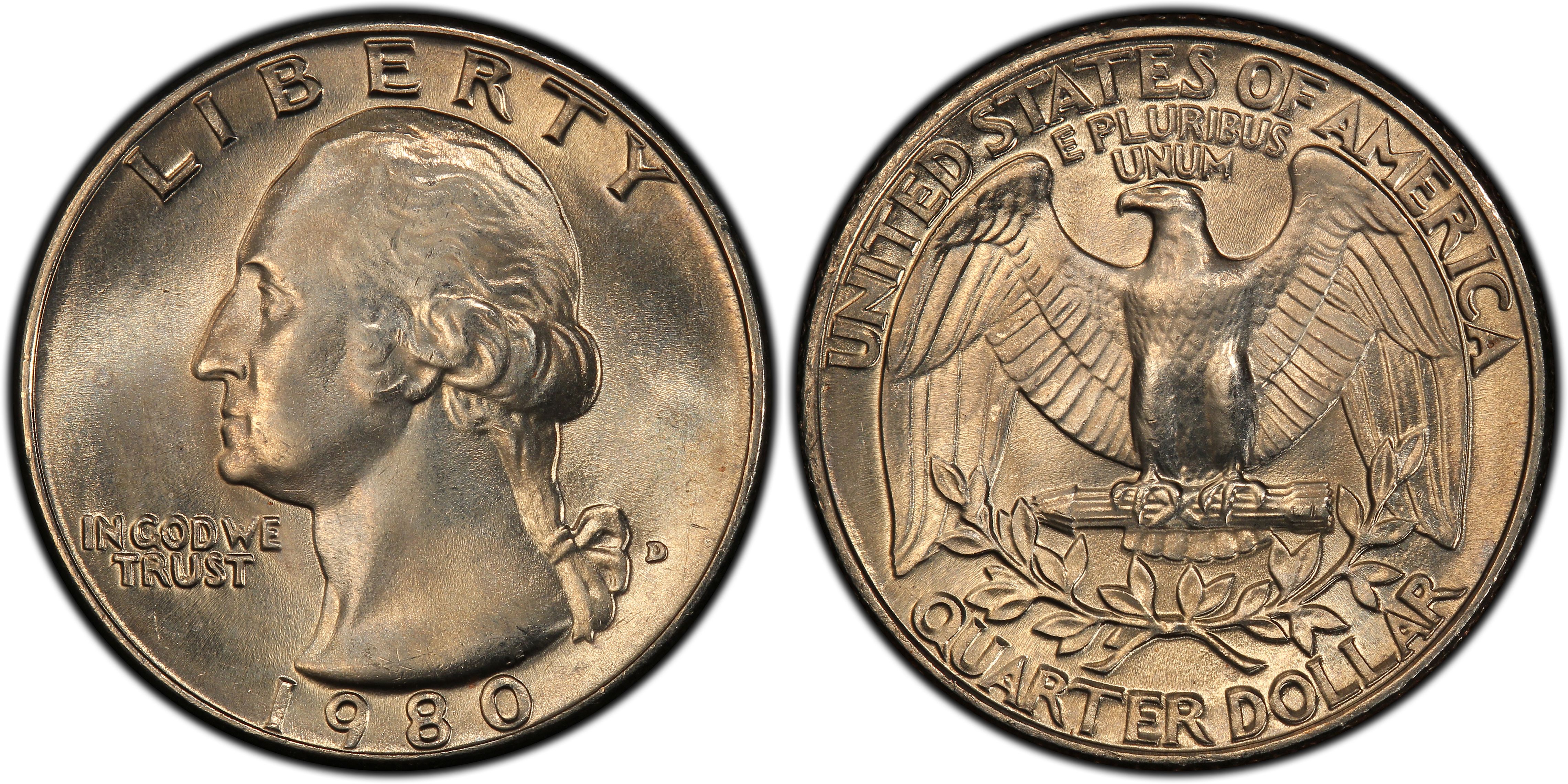 デザインや歴史的背景など1980-D 25C Washington Quarter Dollar
