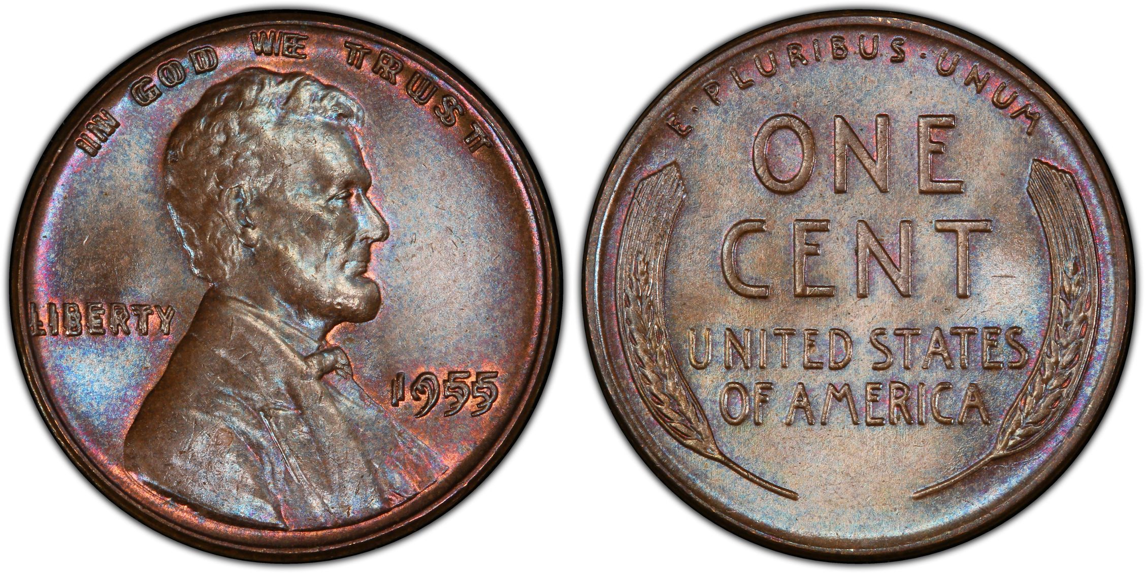 1955 1C Doubled Die Obverse, BN (Regular Strike) Lincoln Cent (Wheat  Reverse) - PCGS CoinFacts