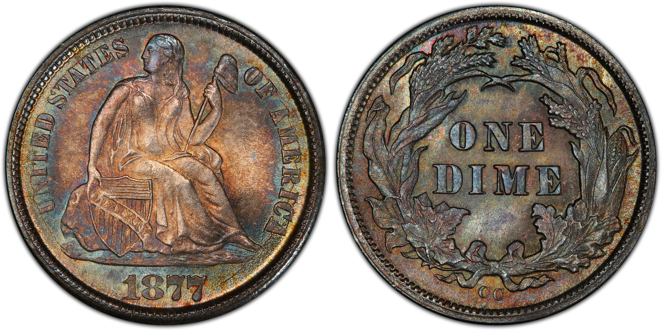 1877 seated liberty shops dime cc