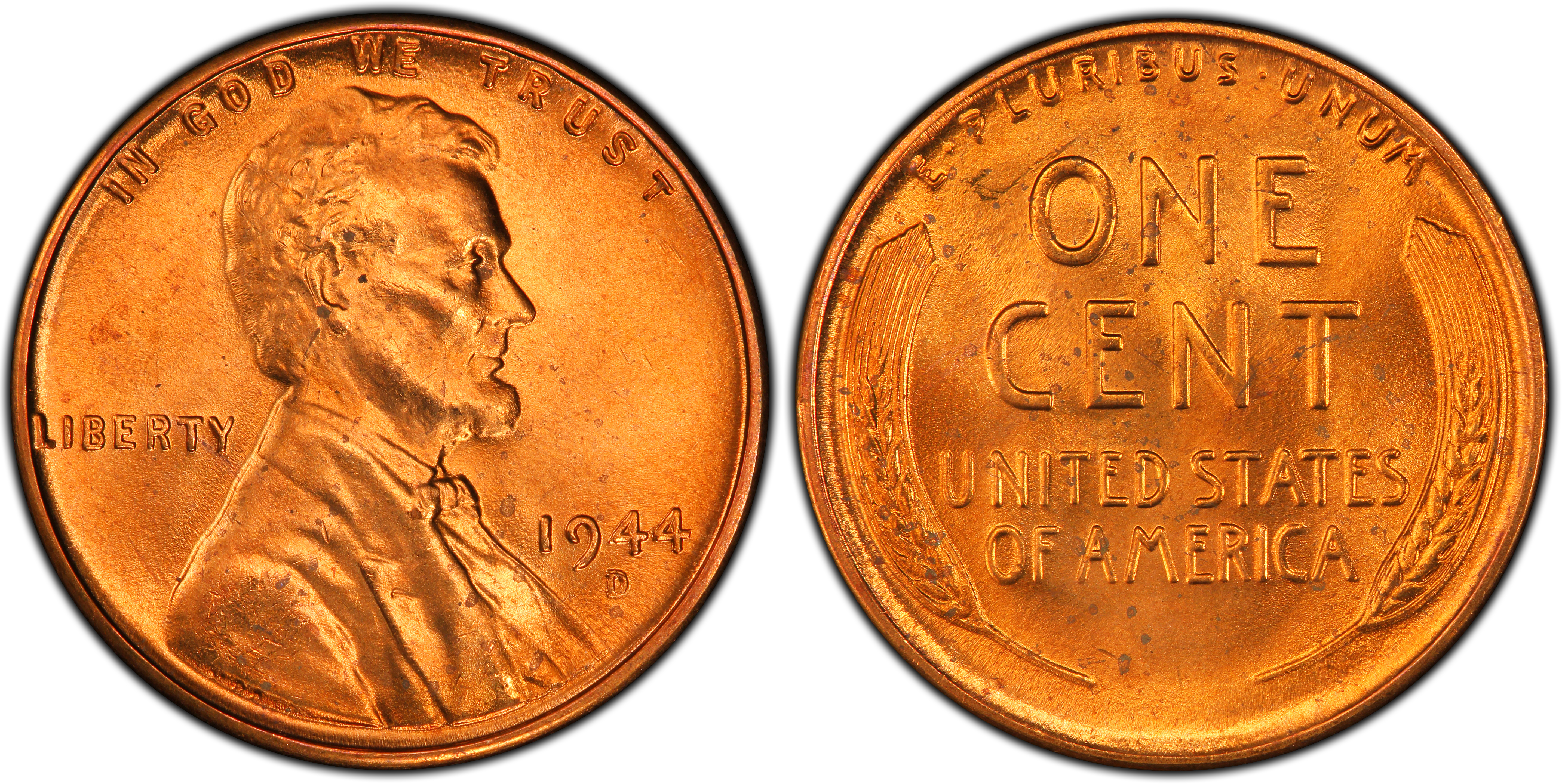 1944-D/D 1C RPM FS-502, RD (Regular Strike) Lincoln Cent (Wheat