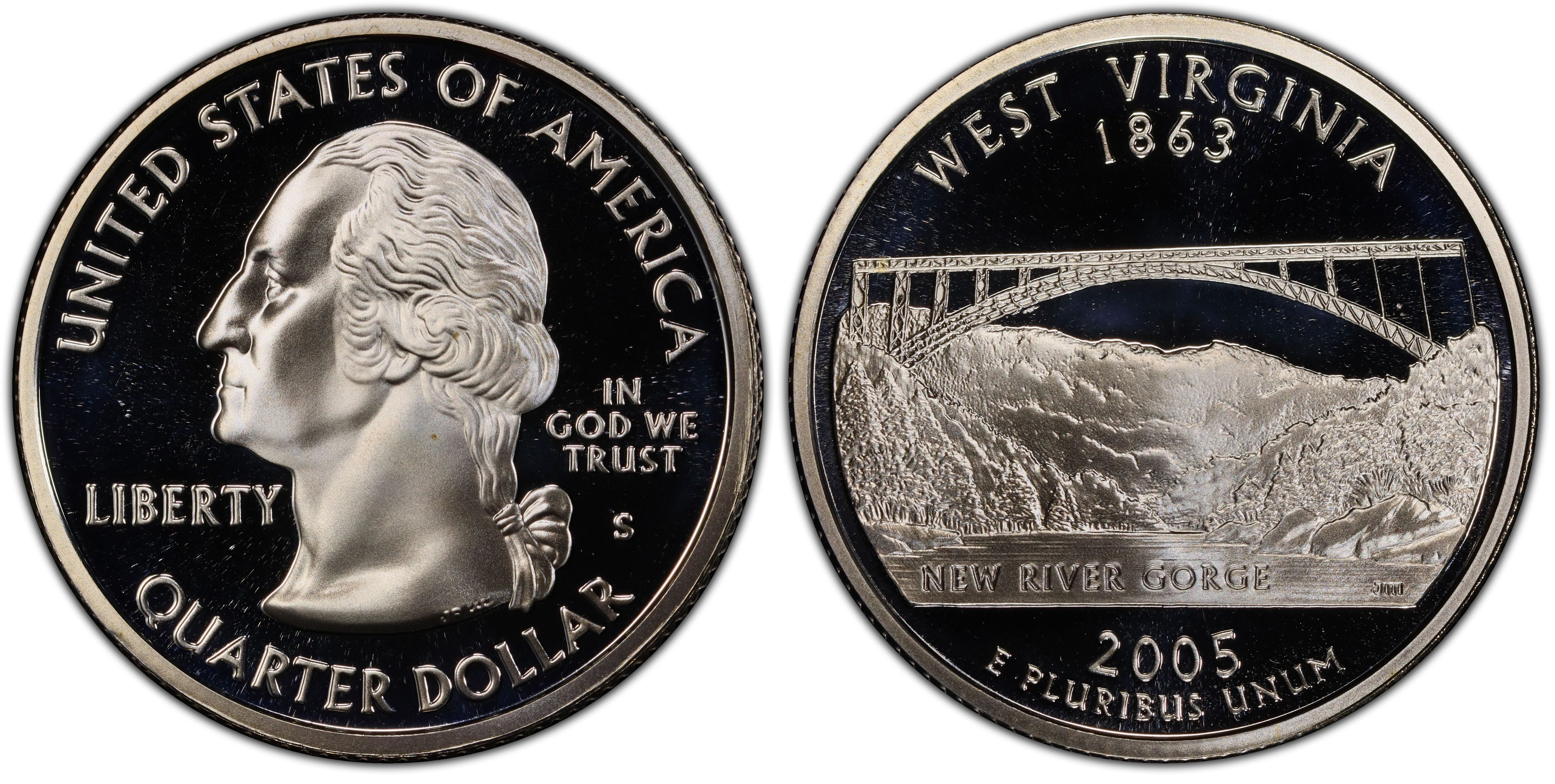 2005-S 25C West Virginia Silver, DCAM (Proof) Washington 50 States