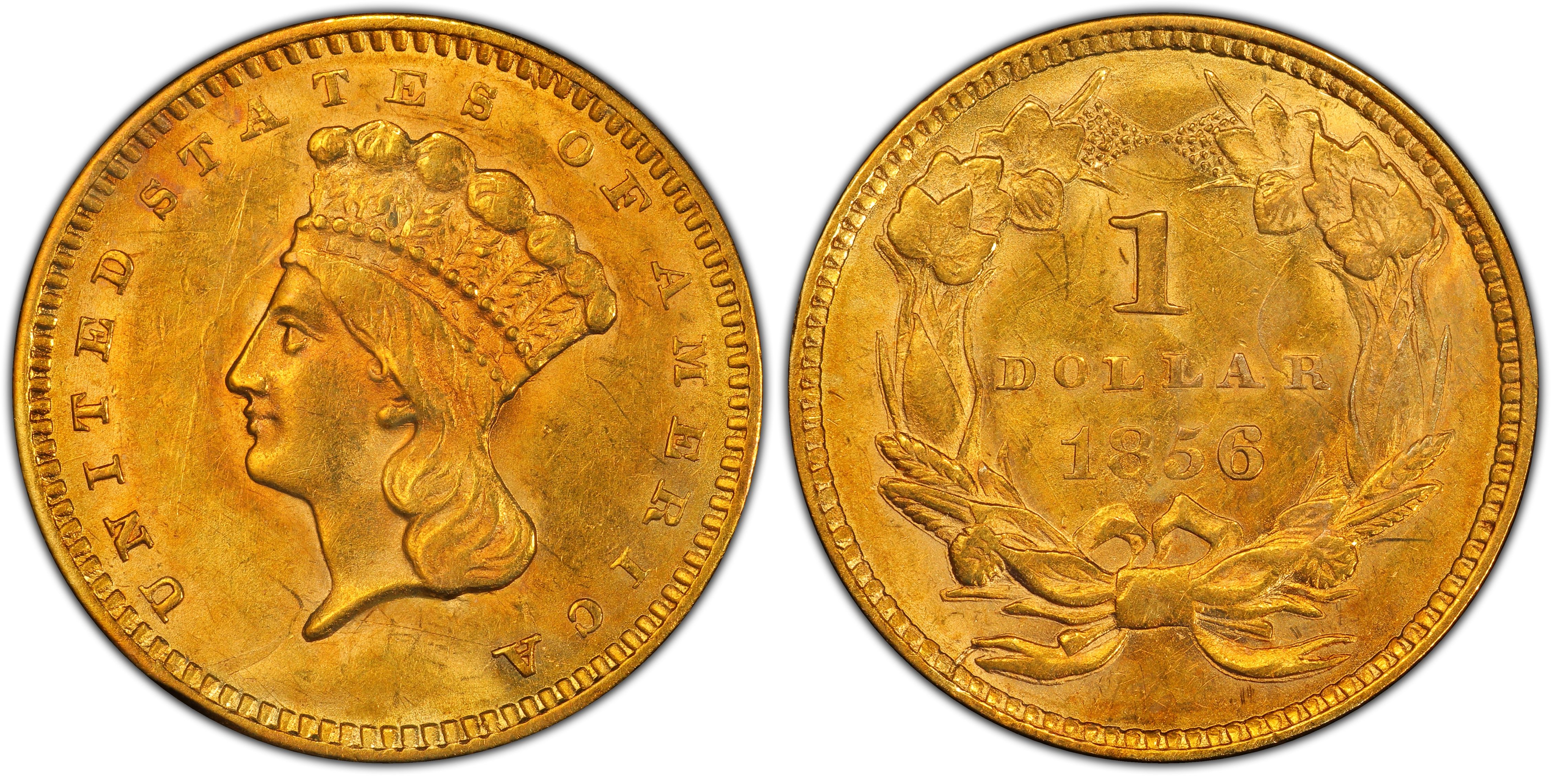 Images of Gold Dollar 1856 G$1 Slanted 5 - PCGS CoinFacts