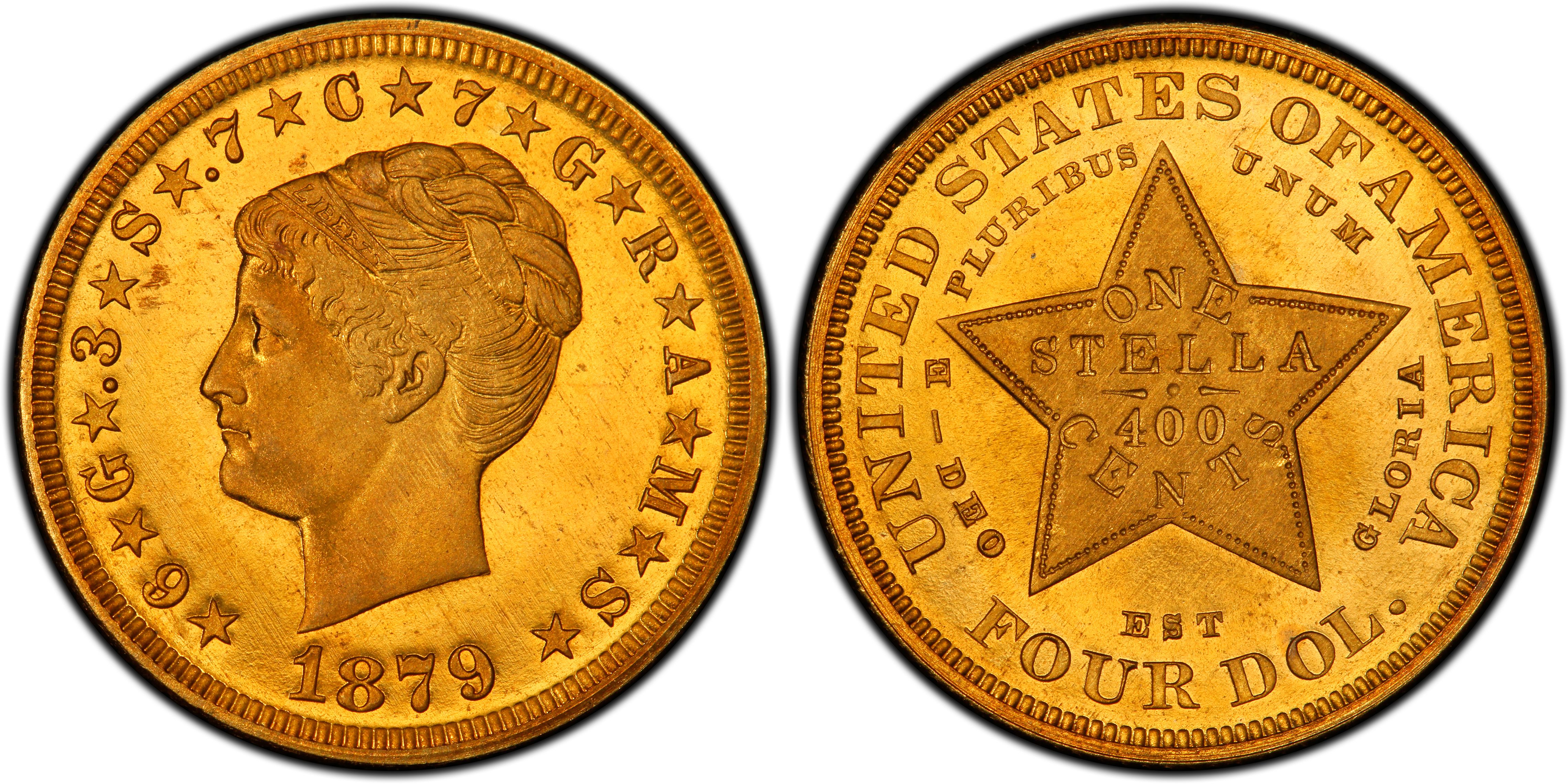Value of 1880 Stella Coiled Hair $4 Gold