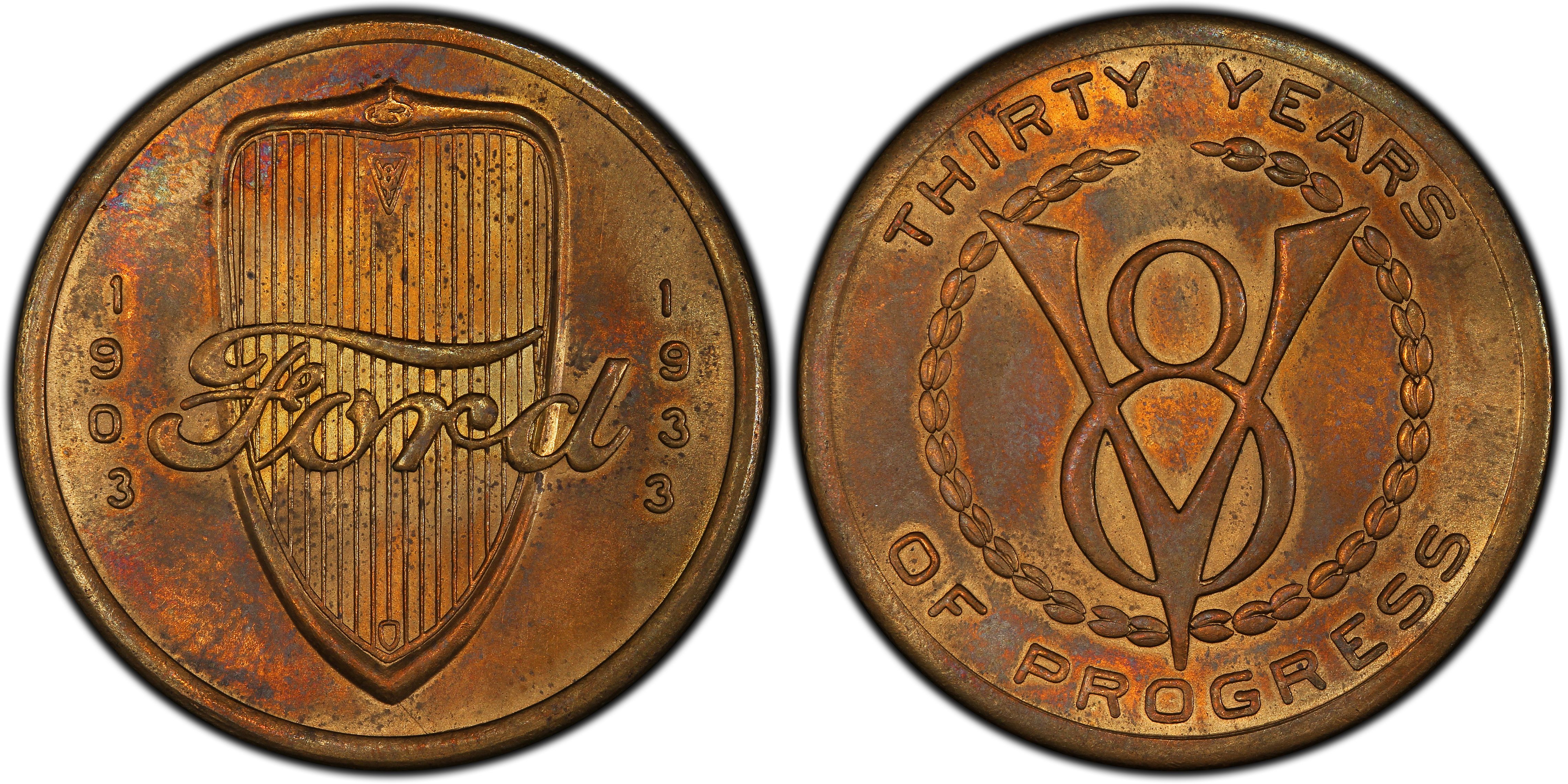 1933 Medal HK-465 Cent. of Progress Ford Dollar, RB (Regular Strike) So ...