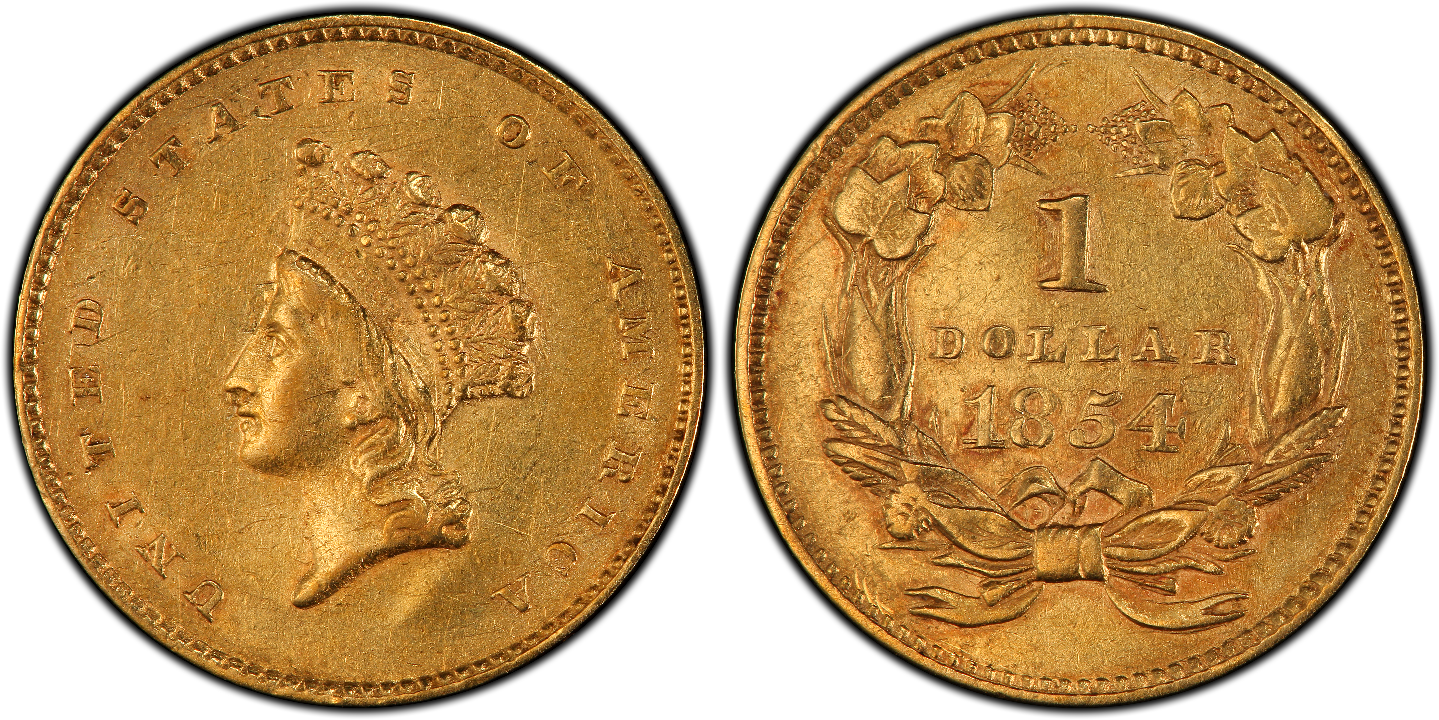 1854 G$1 Type 2 RPD FS-301 (Regular Strike) Gold Dollar - PCGS CoinFacts