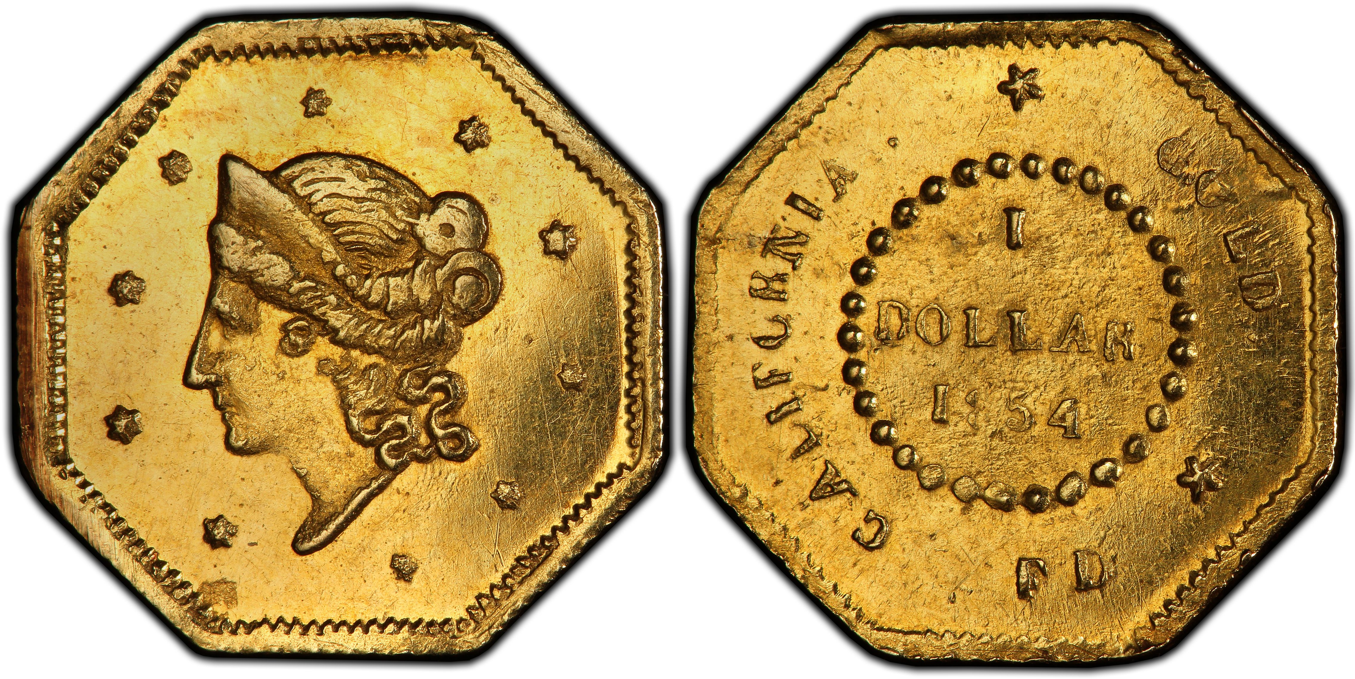Images of California Fractional Gold 1854 $1 BG-509 - PCGS CoinFacts