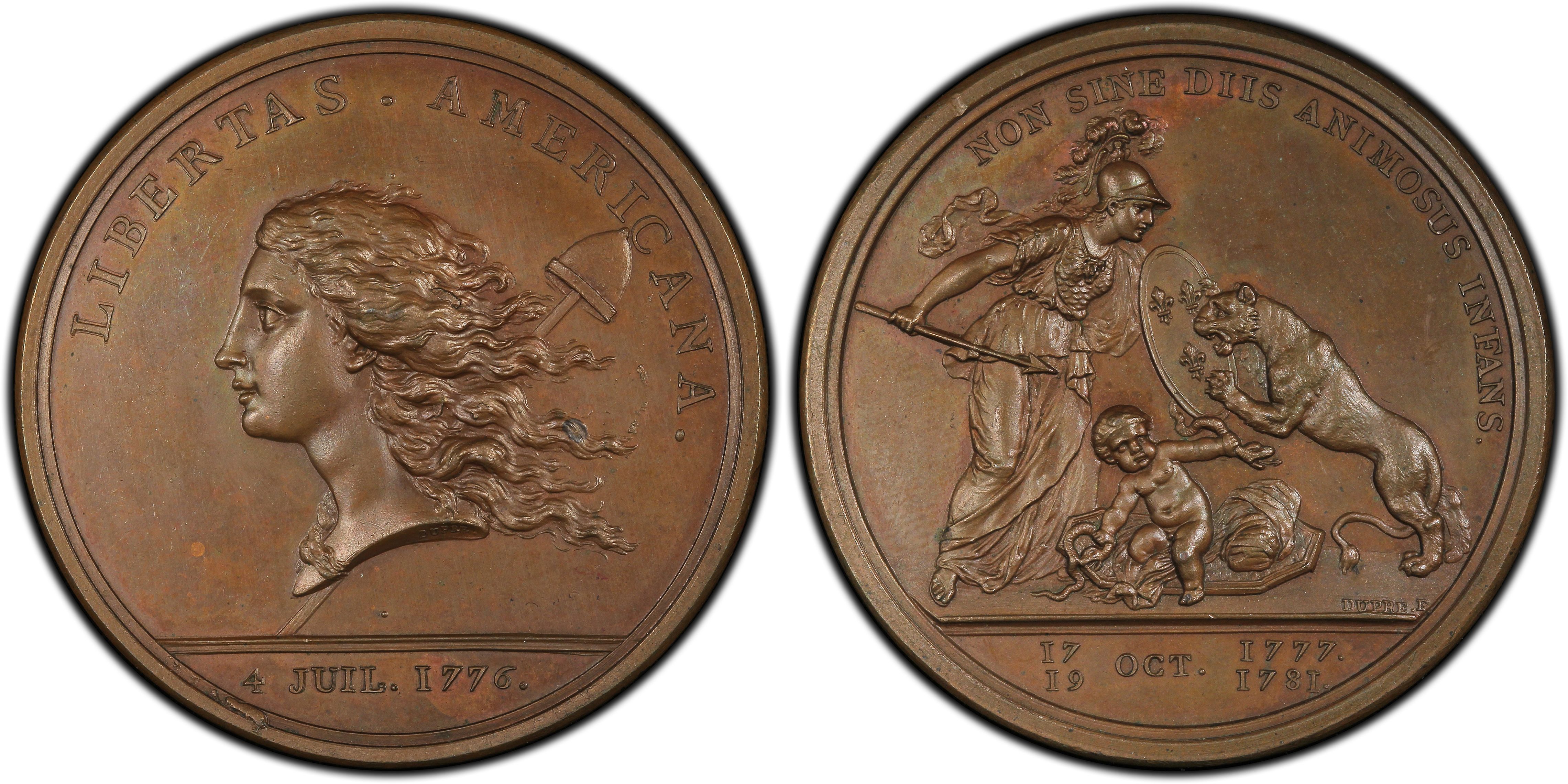 1776 (1783) AE Medal Betts-615, Libertas Americana, BN (Regular Strike ...