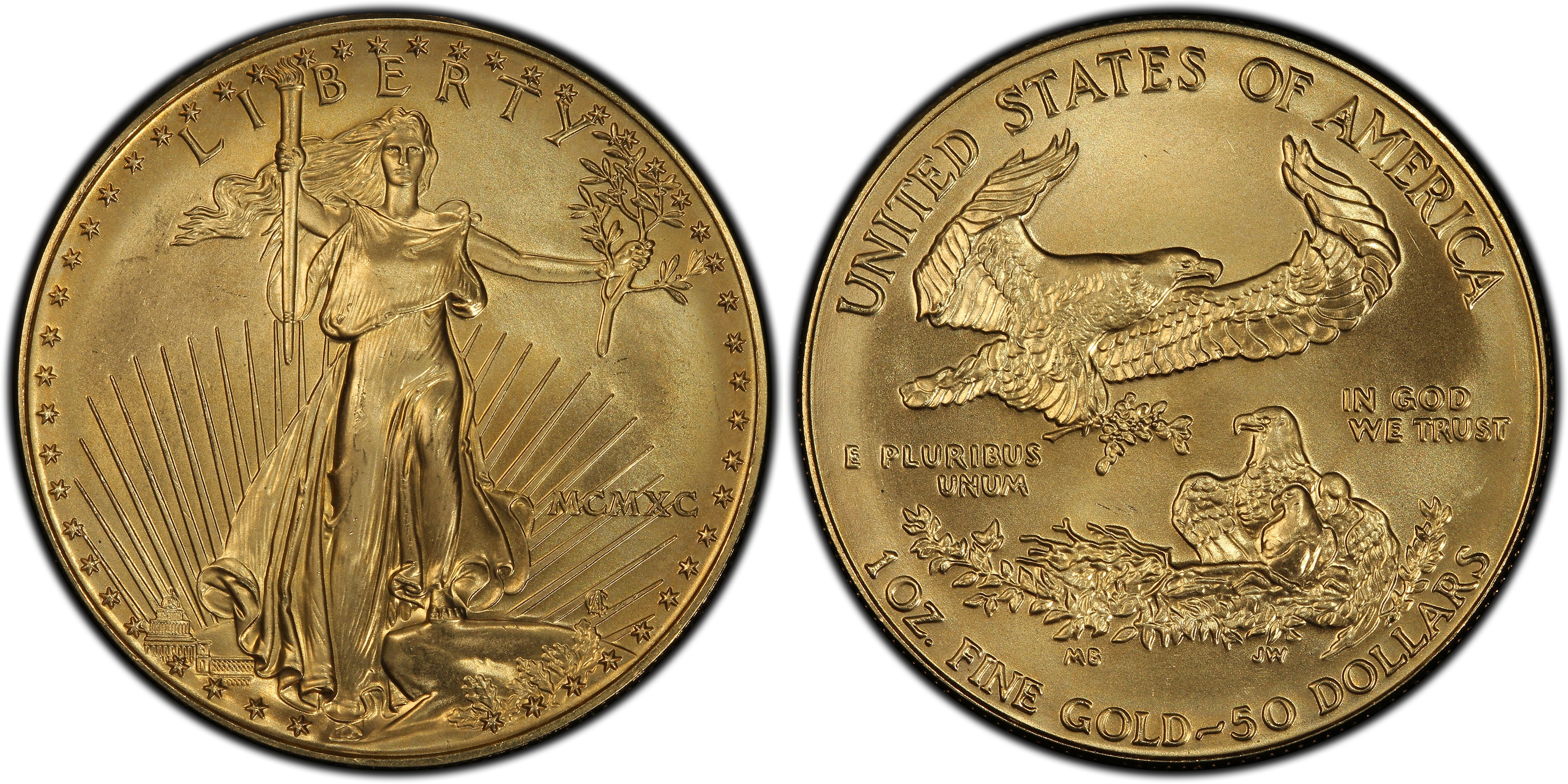 1990 50 Gold Eagle Regular Strike Gold Eagles Pcgs