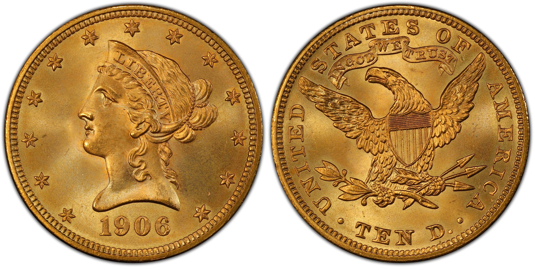 1906 $10 (Regular Strike) Liberty Head $10 - PCGS CoinFacts