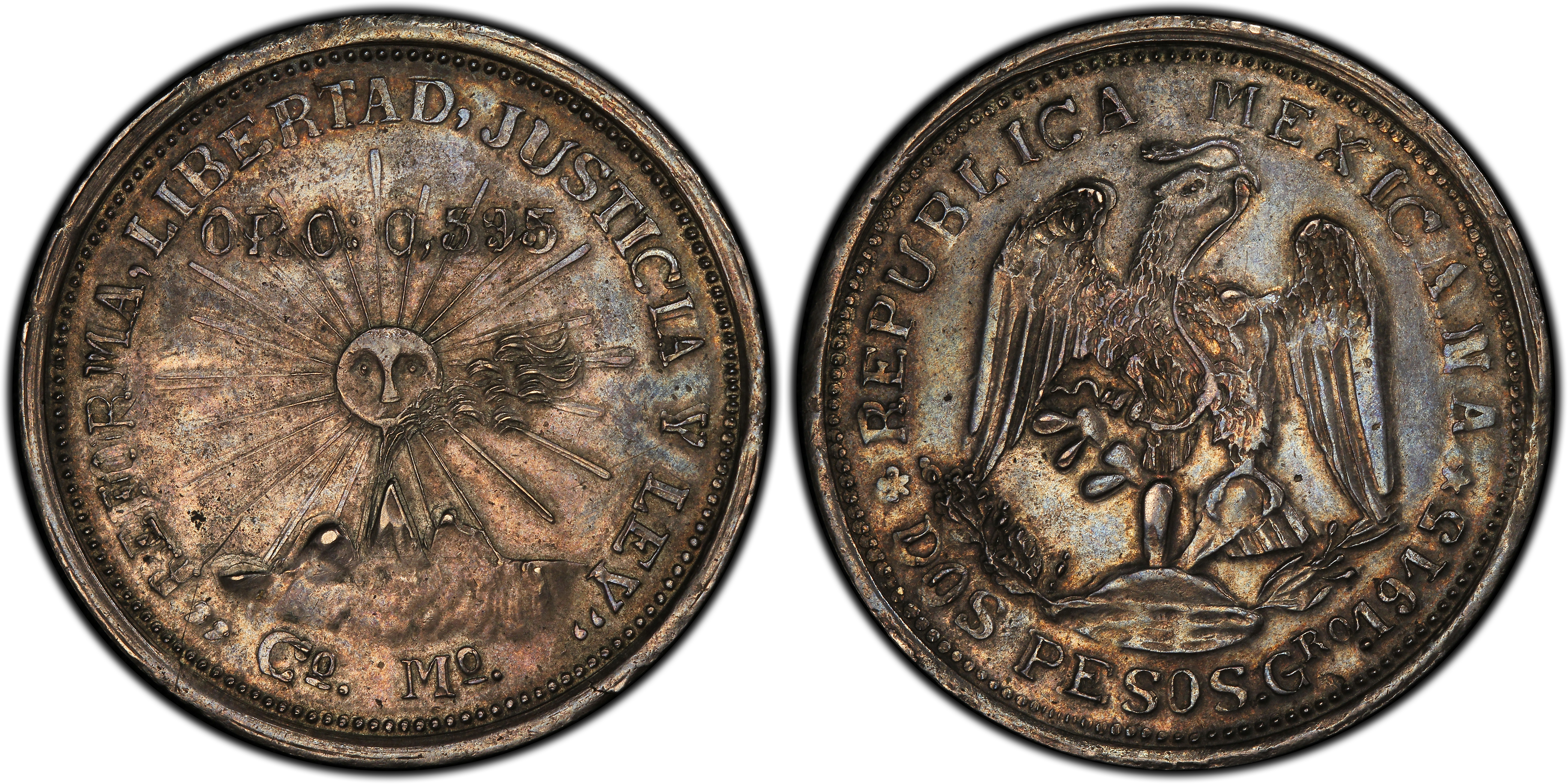 mexico revolutionary coinage 2 pesos