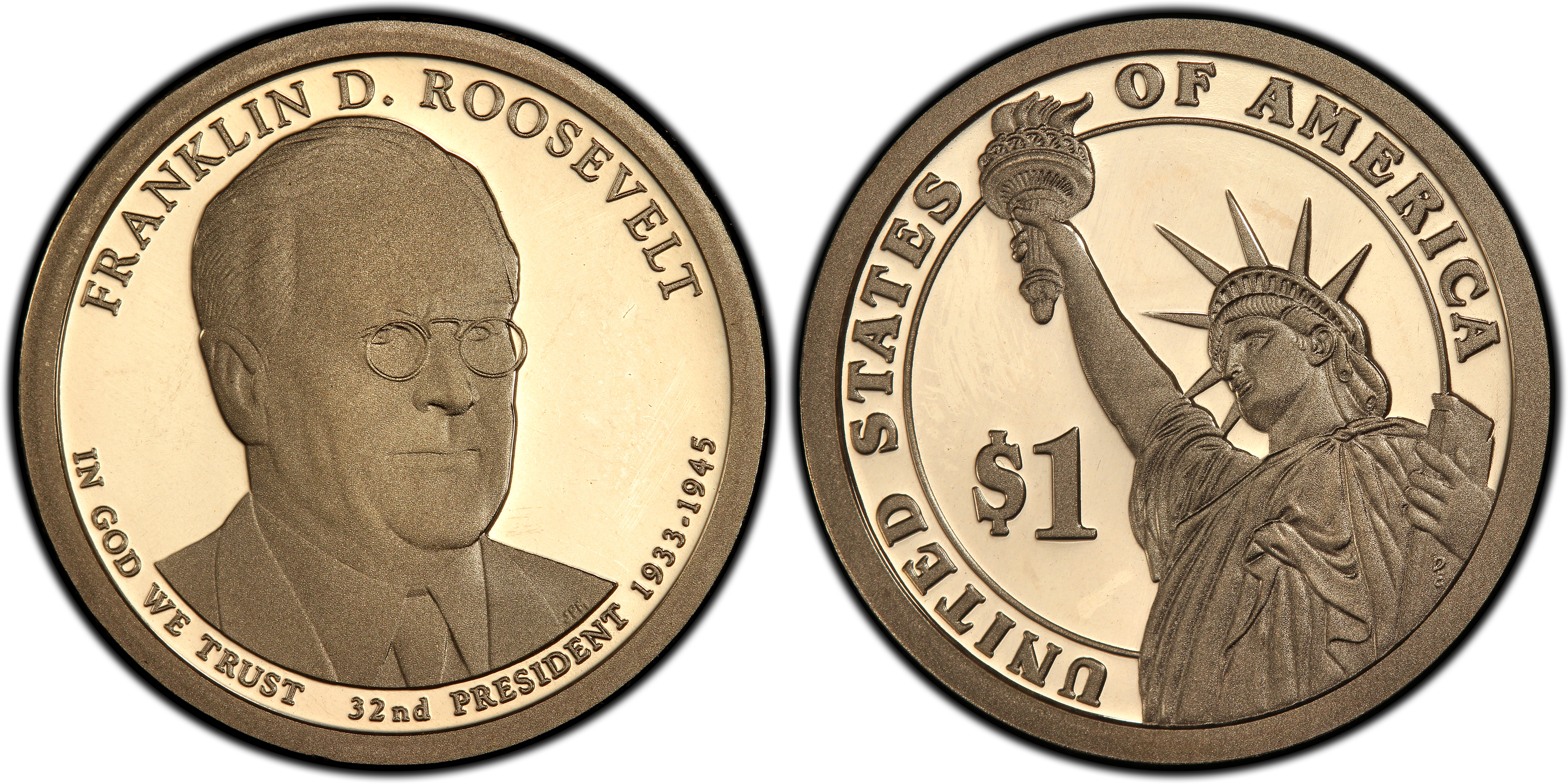 2014-S $1 Franklin D. Roosevelt, DCAM (Proof) Presidential Dollars ...