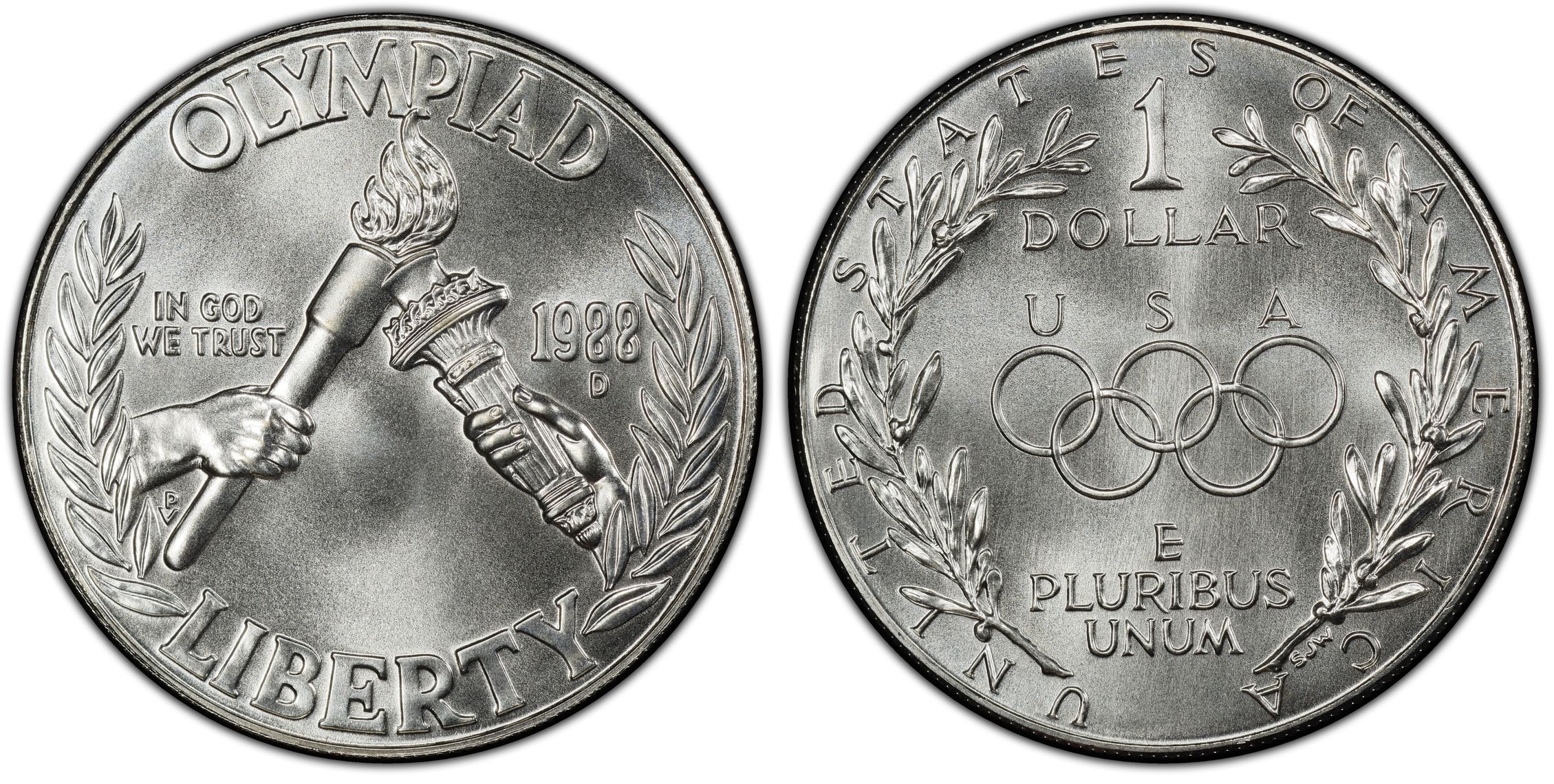 1988-D $1 Olympic (Regular Strike) Modern Silver and Clad ...