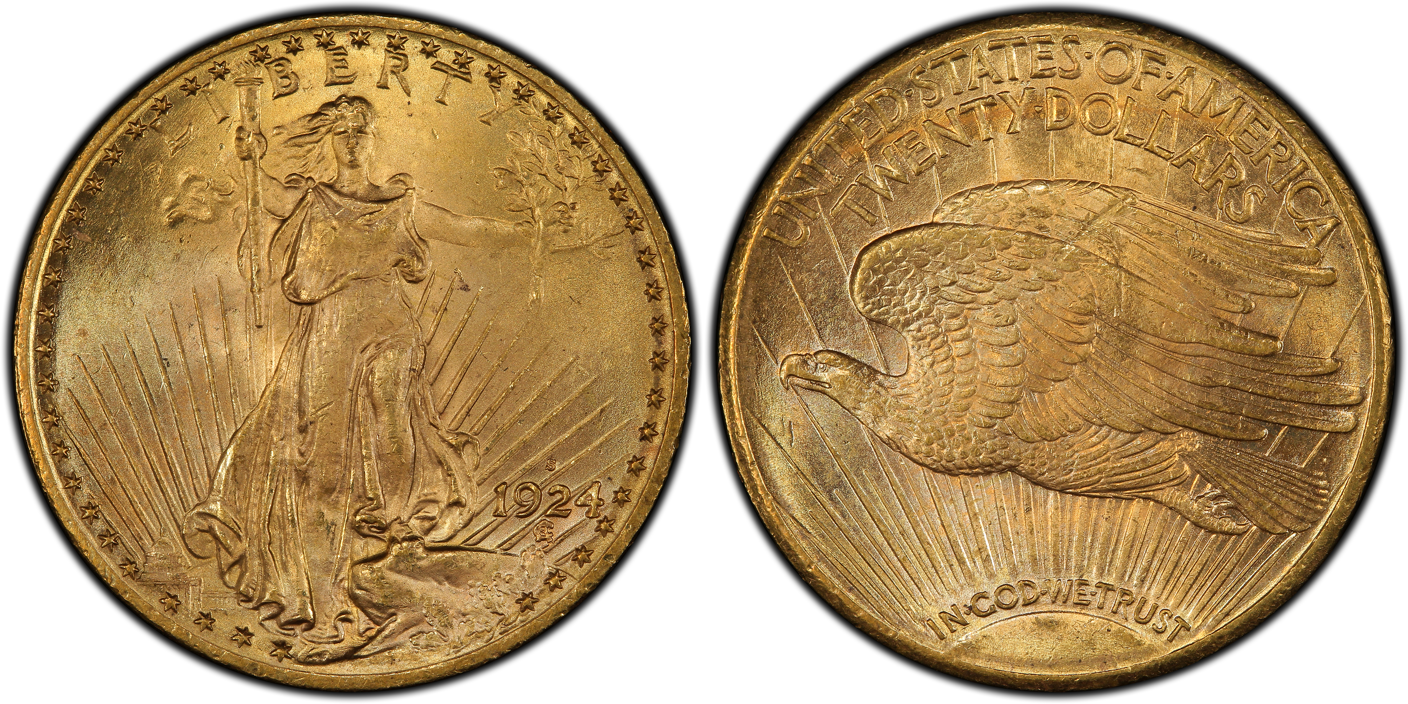 1924 S 20 Regular Strike St. Gaudens 20 PCGS CoinFacts