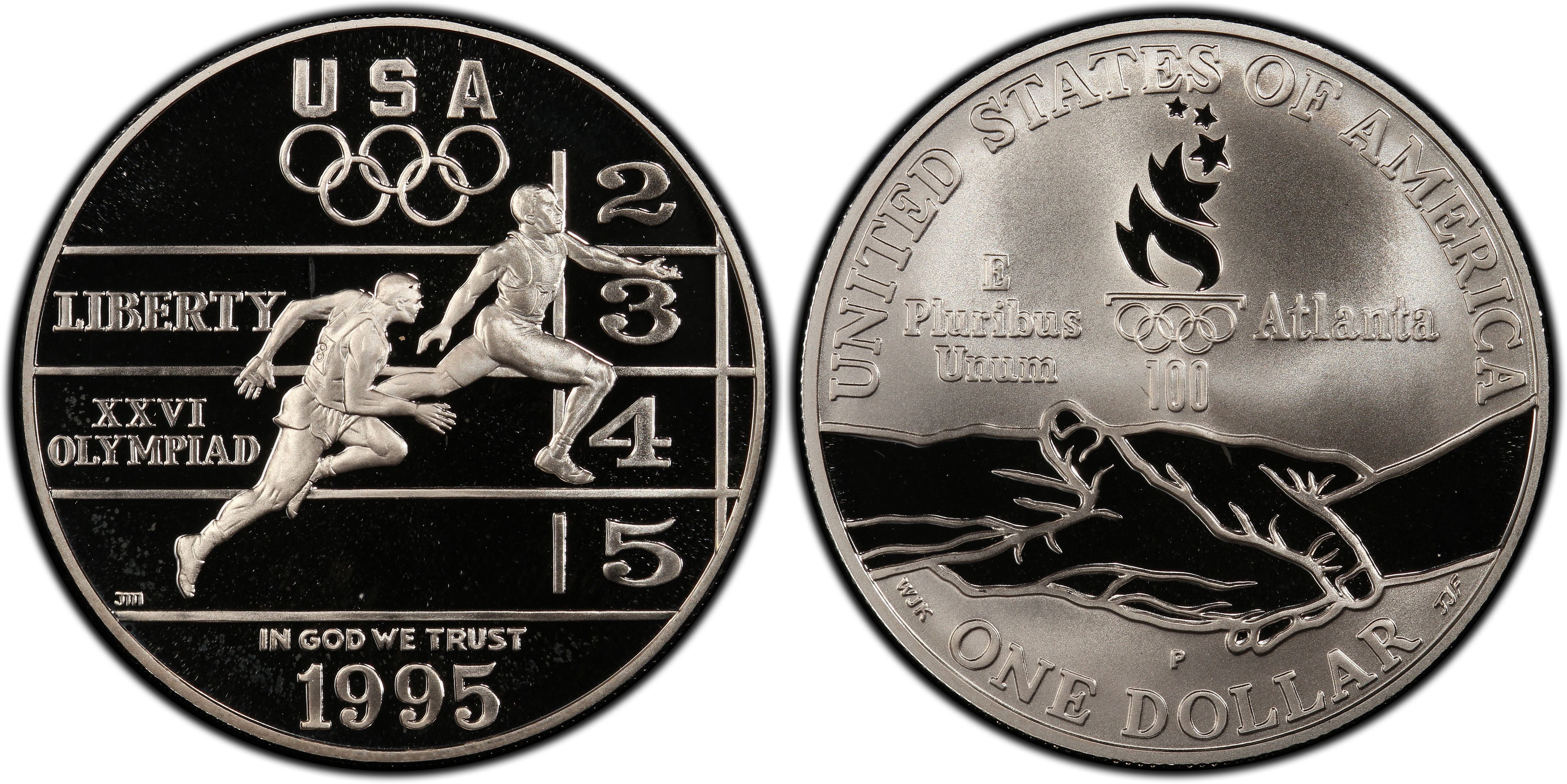 1995 P $1 U.S Olympic Track Field Silver Commemorative Dollar PCGS PR69DCAM