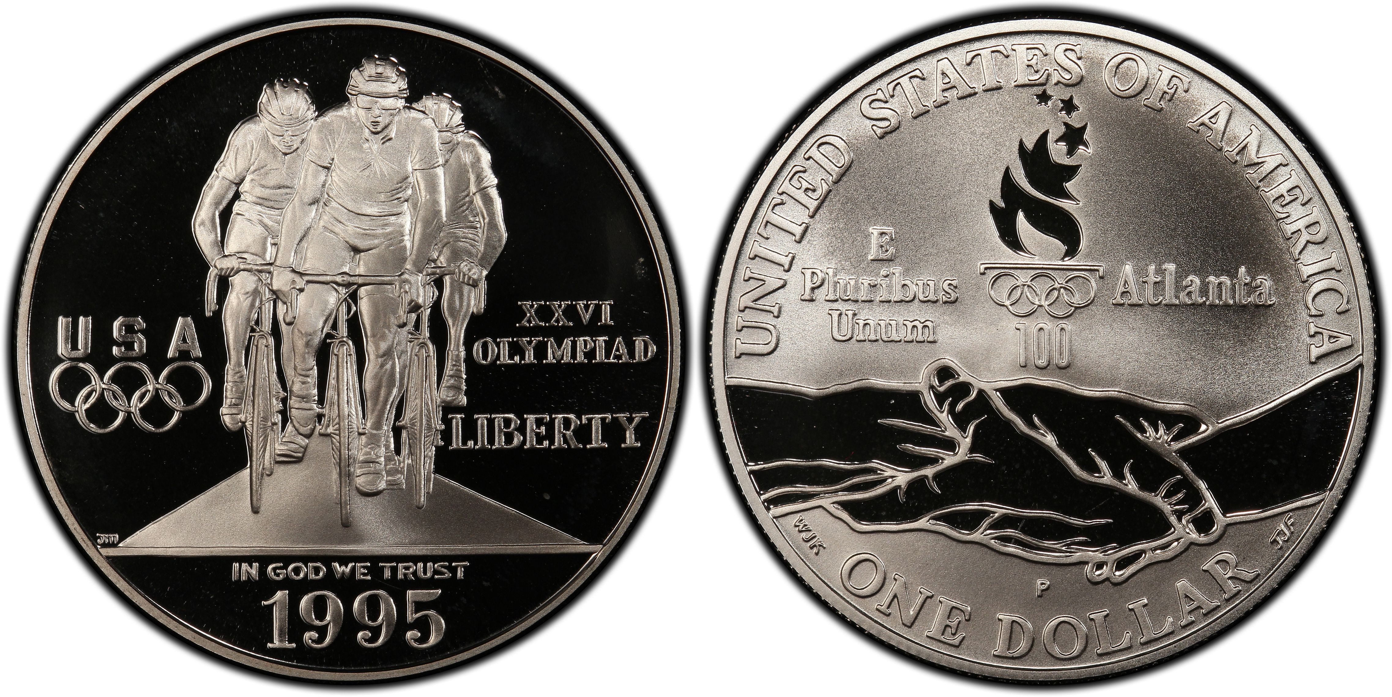 1995 P $1 U.S Olympic Track Field Silver Commemorative Dollar PCGS PR69DCAM