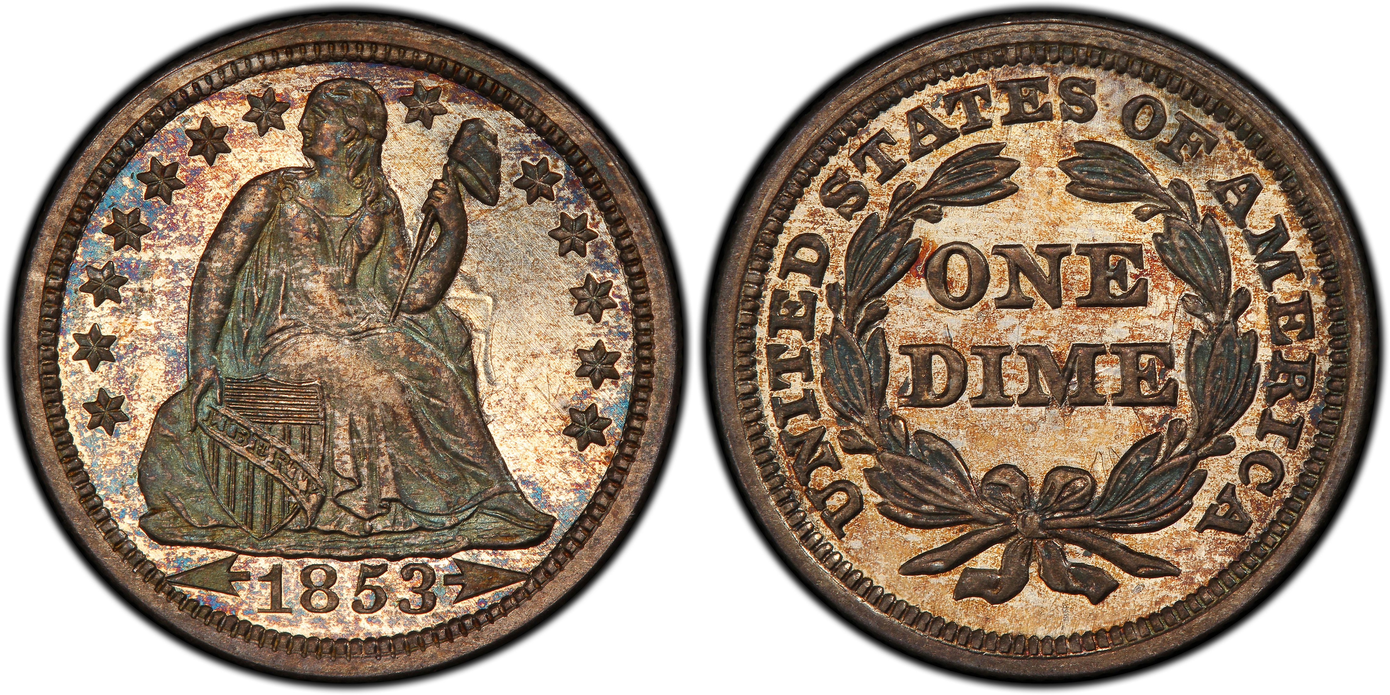 1853 10C Arrows (Proof) Liberty Seated Dime - PCGS CoinFacts