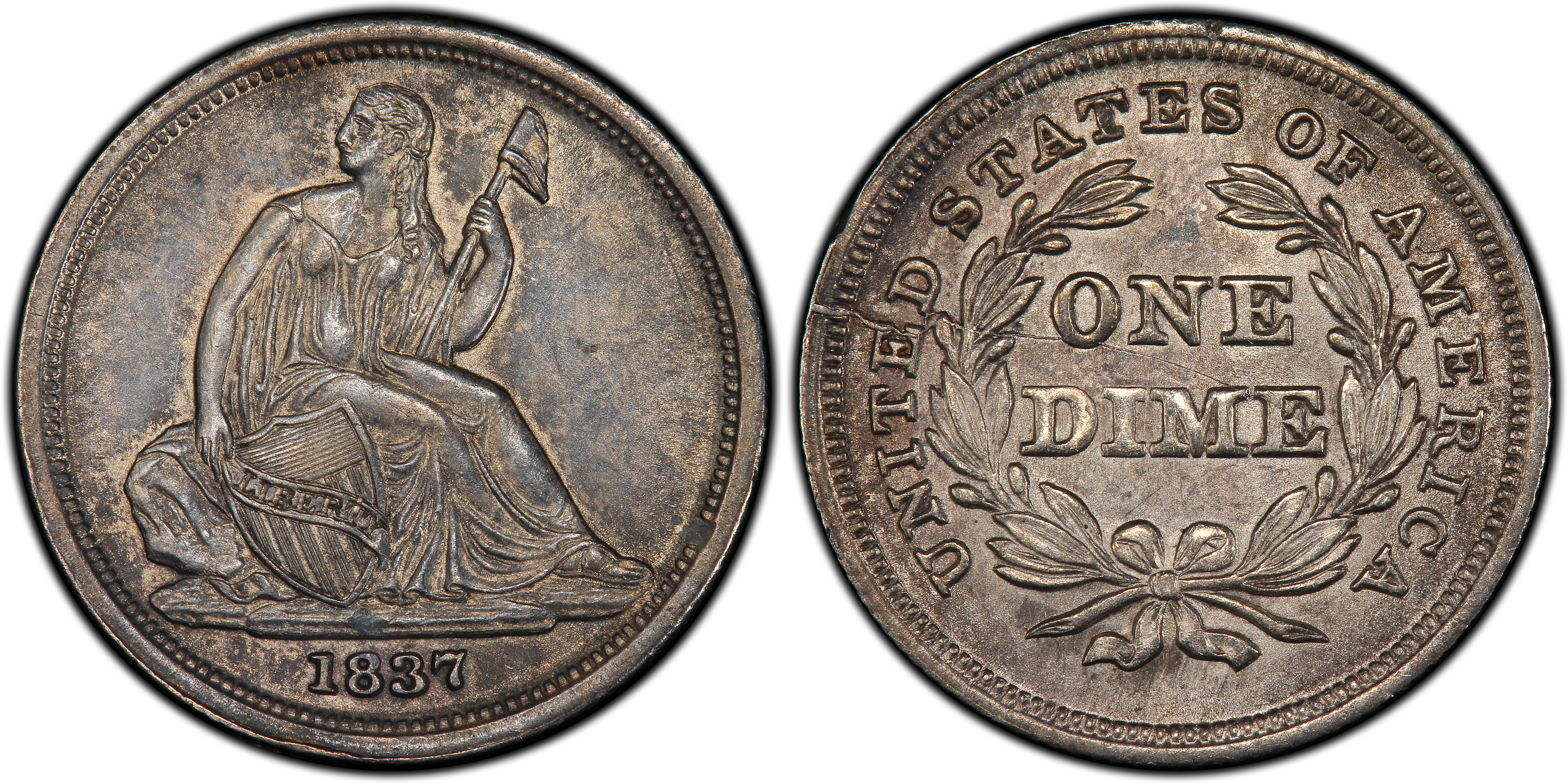 1837 10C Seated, Fortin-103a (Regular Strike) Liberty Seated Dime ...