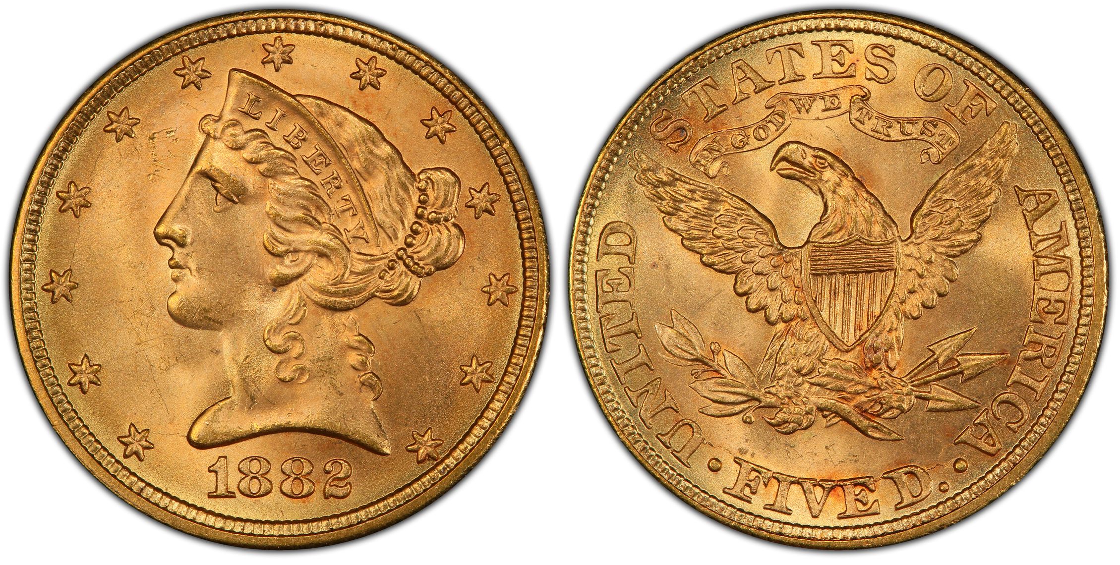 1882 $5 (Regular Strike) Liberty Head $5 - PCGS CoinFacts