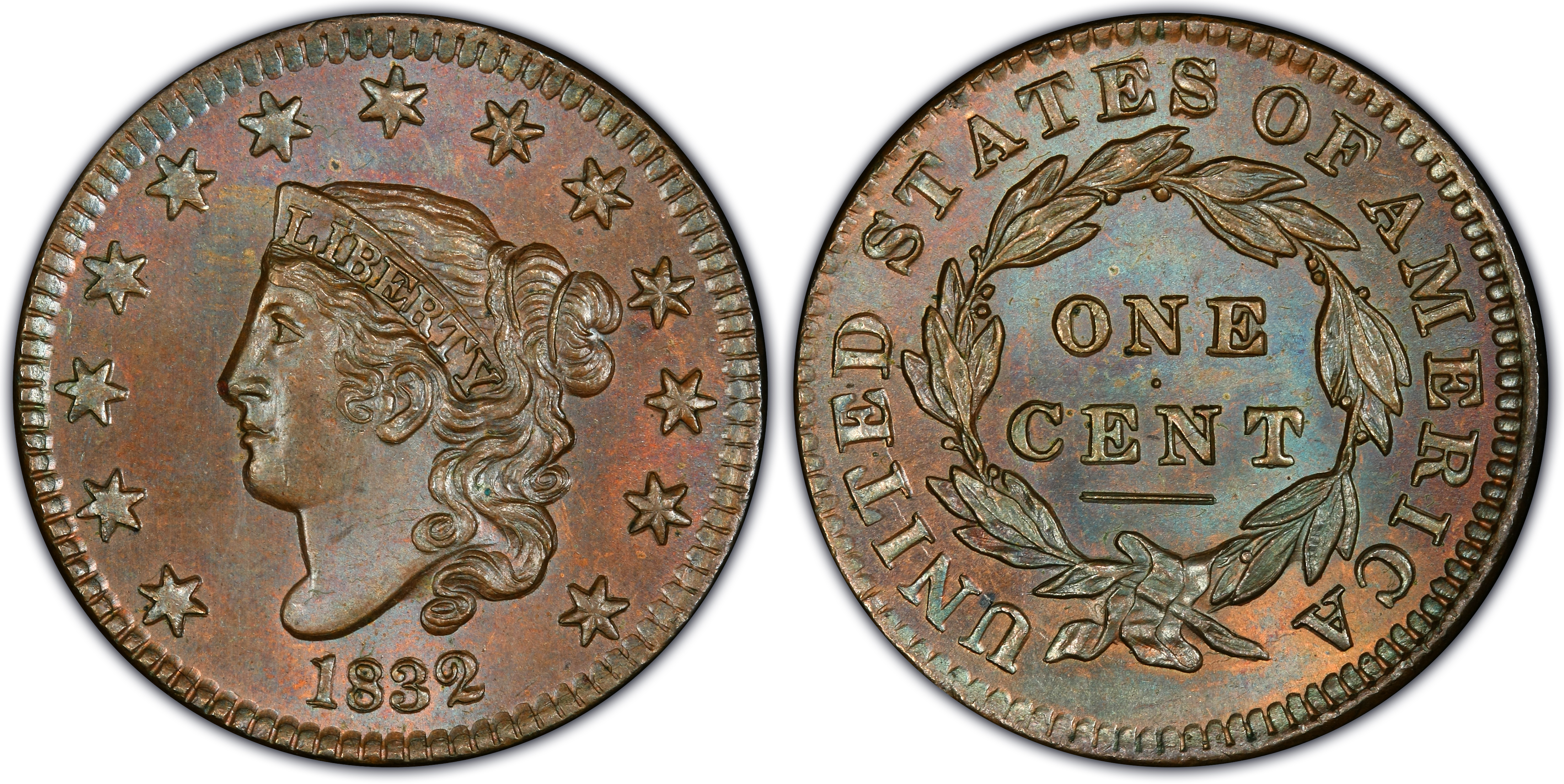 1832 1C N 1 Medium Letters BN Regular Strike Coronet Head Cent