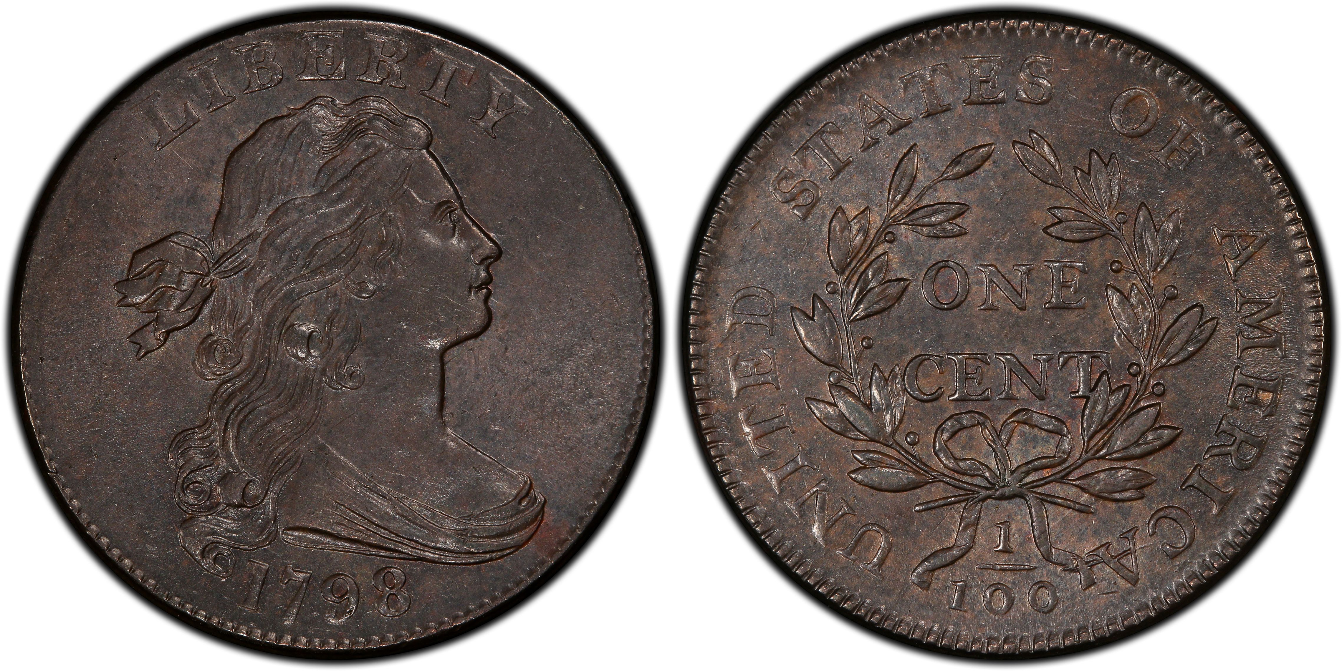 1798 1C S-182, BN (Regular Strike) Draped Bust Cent - PCGS CoinFacts