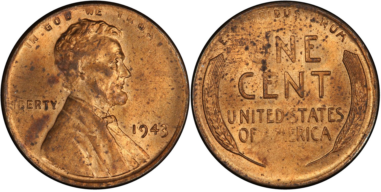 1943 1C Bronze, RD (Regular Strike) Lincoln Cent (Wheat Reverse) - PCGS