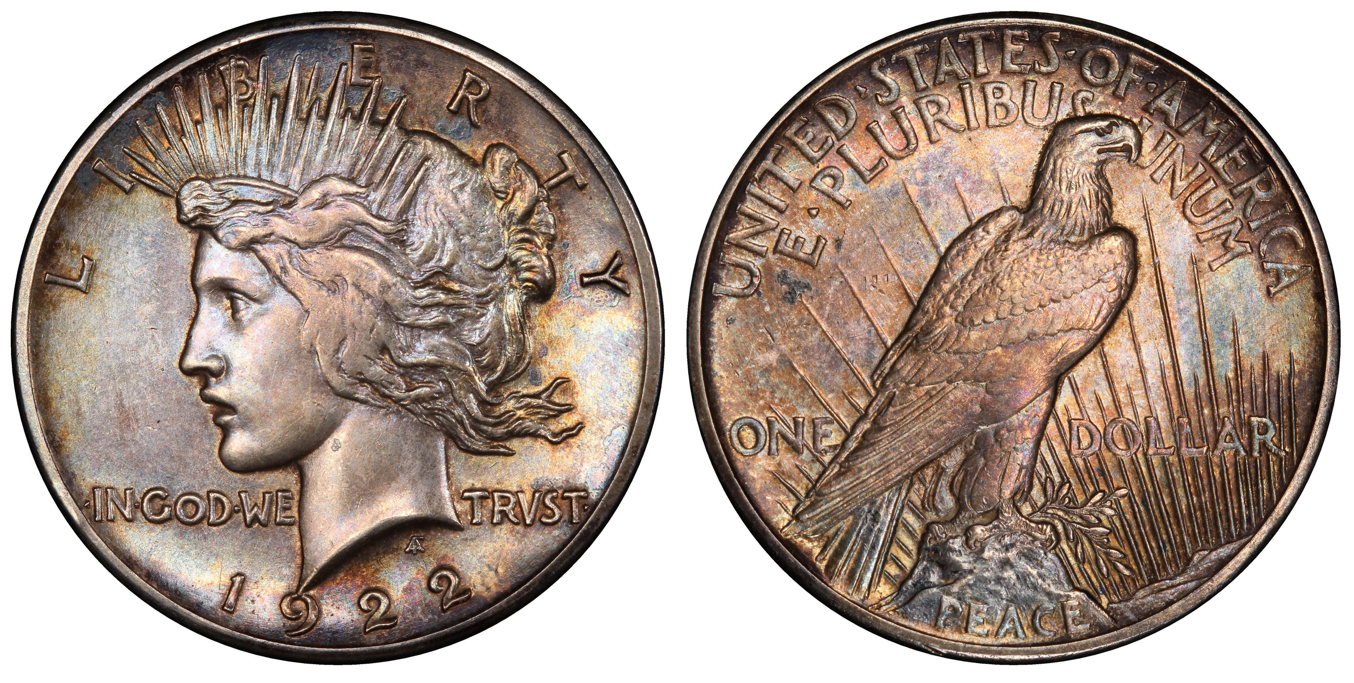 1922 $1 Satin Finish-High Relief Reverse of 1921 (Proof) Peace