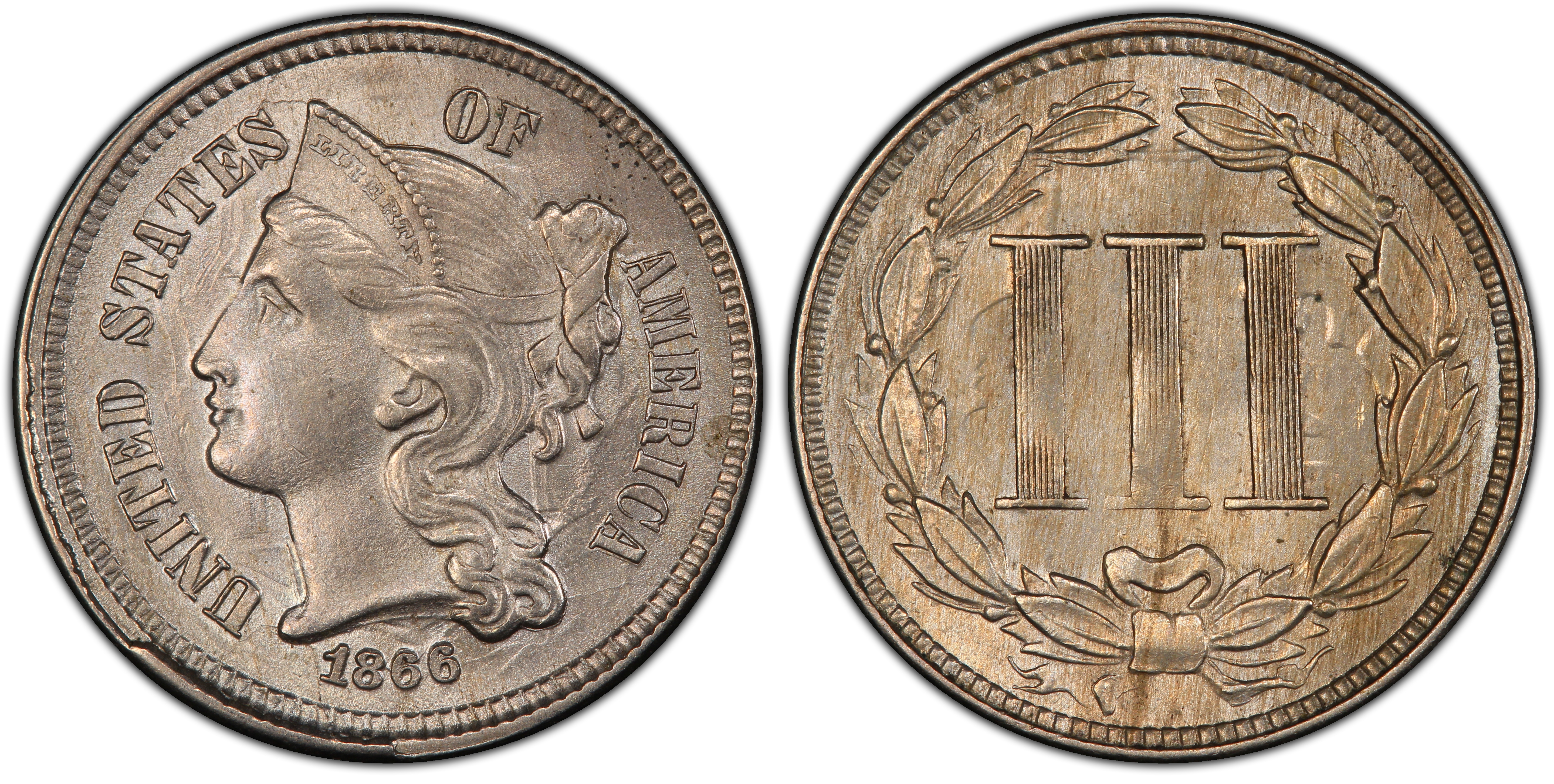 Images Of Three Cent Nickel 1866 3CN - PCGS CoinFacts