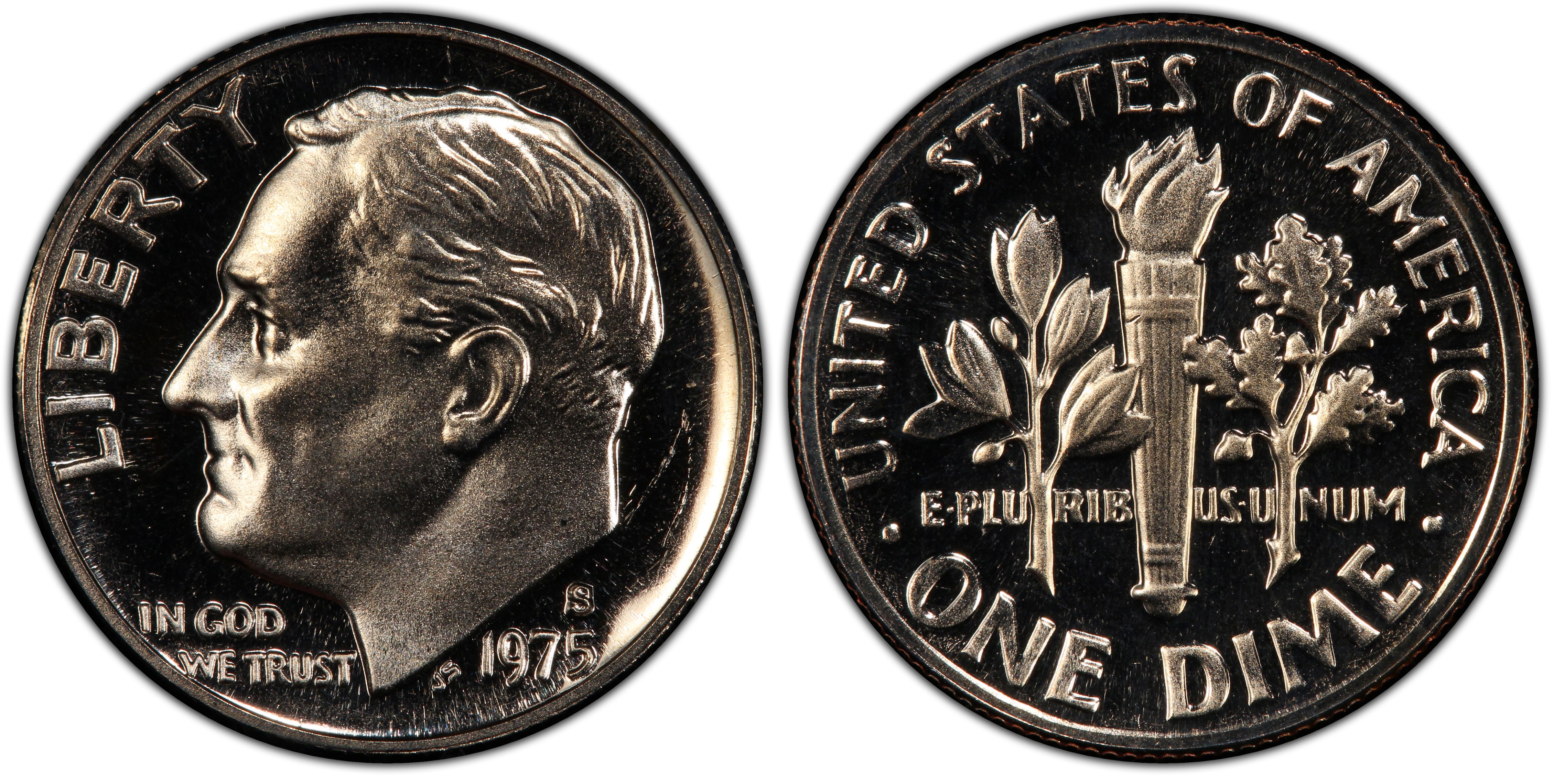 1975-S PCGS PR69 DCAM PROOF Clad Roosevelt Dime US 10c Coin Item #25214P