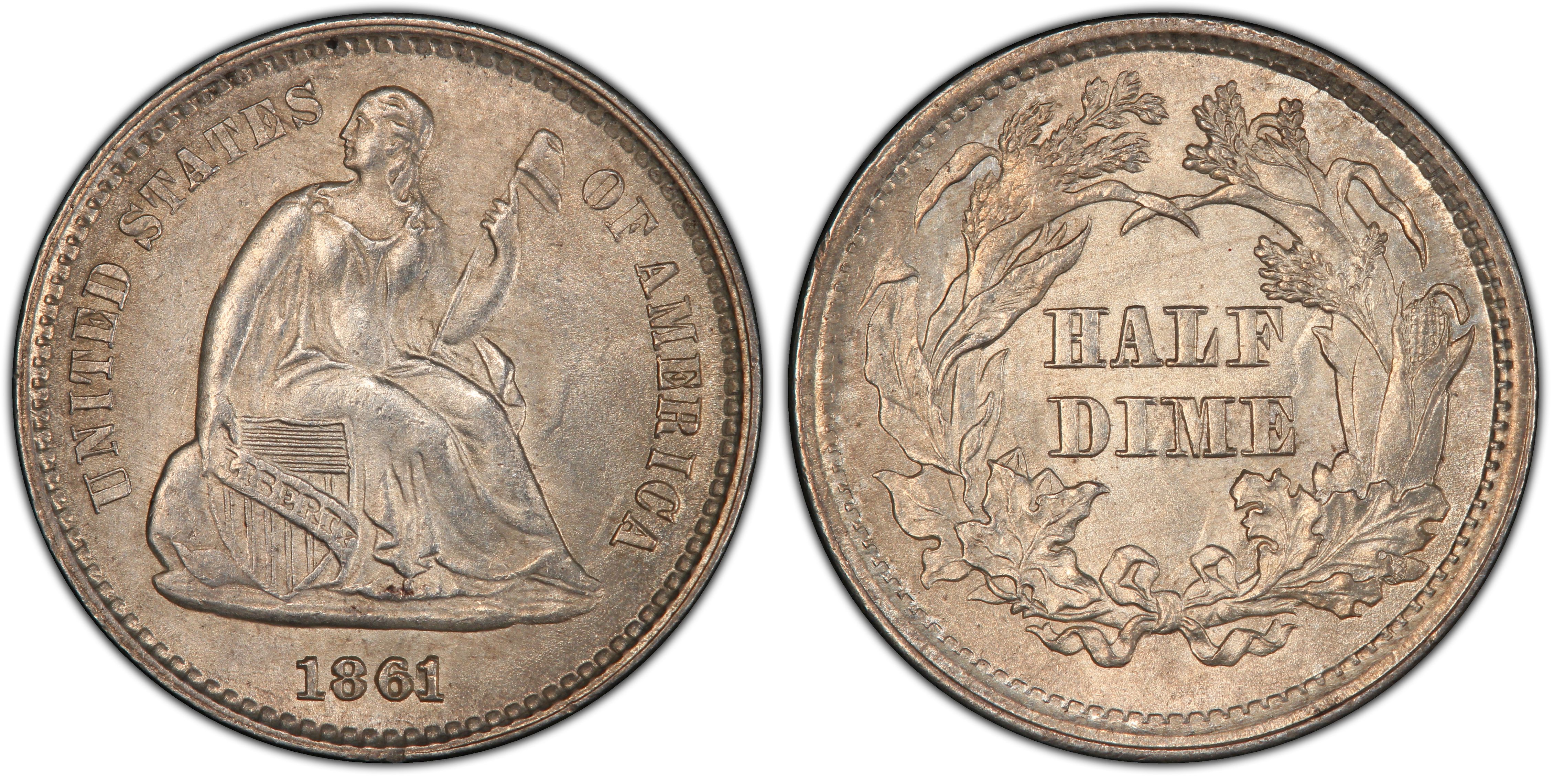 アンティークコイン 硬貨 1861 H10C Liberty Seated Half Dime PCGS