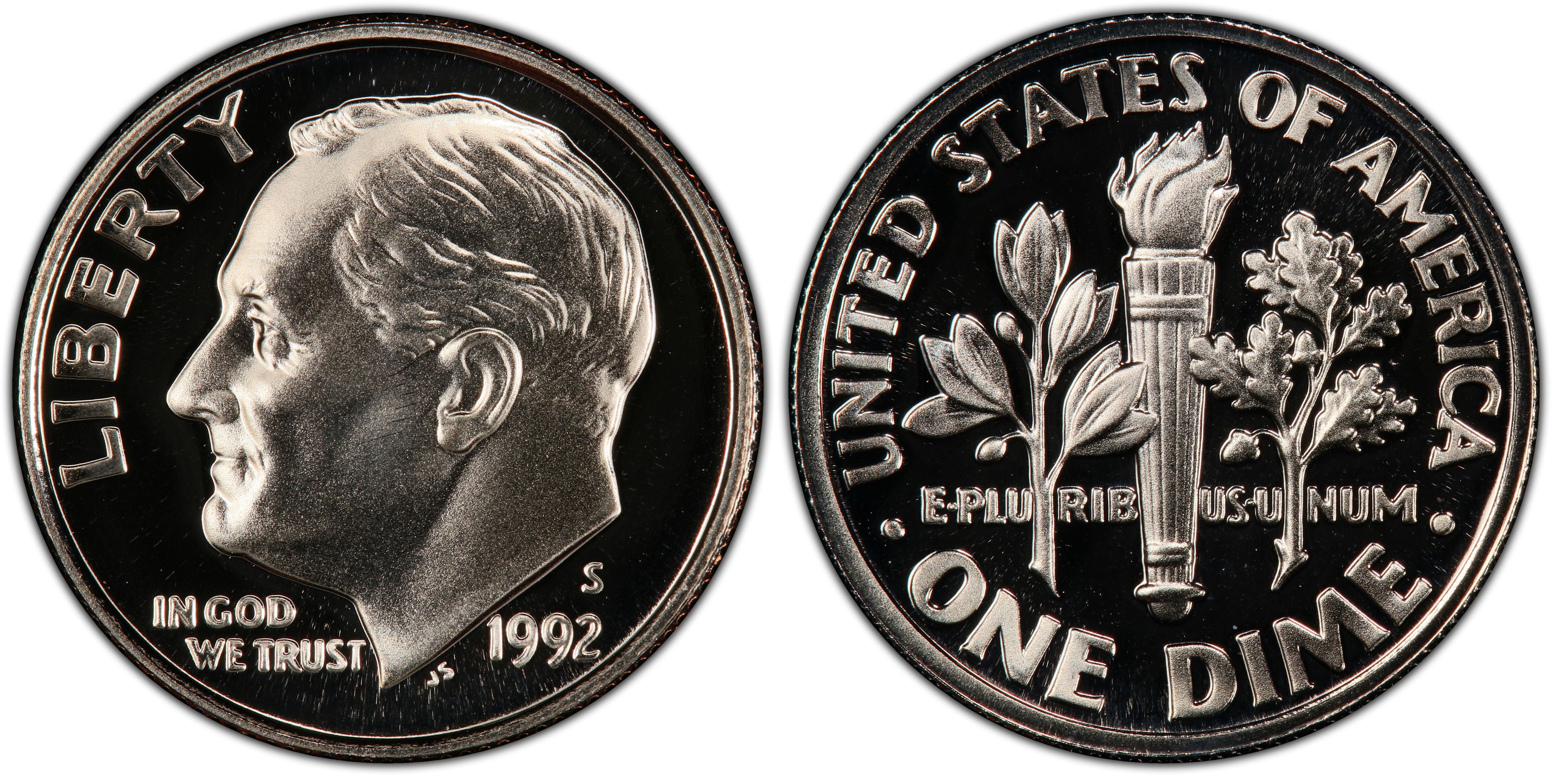 1992 S Roosevelt Dime 10c Gem Deep Cameo Proof CN-Clad US Coin 